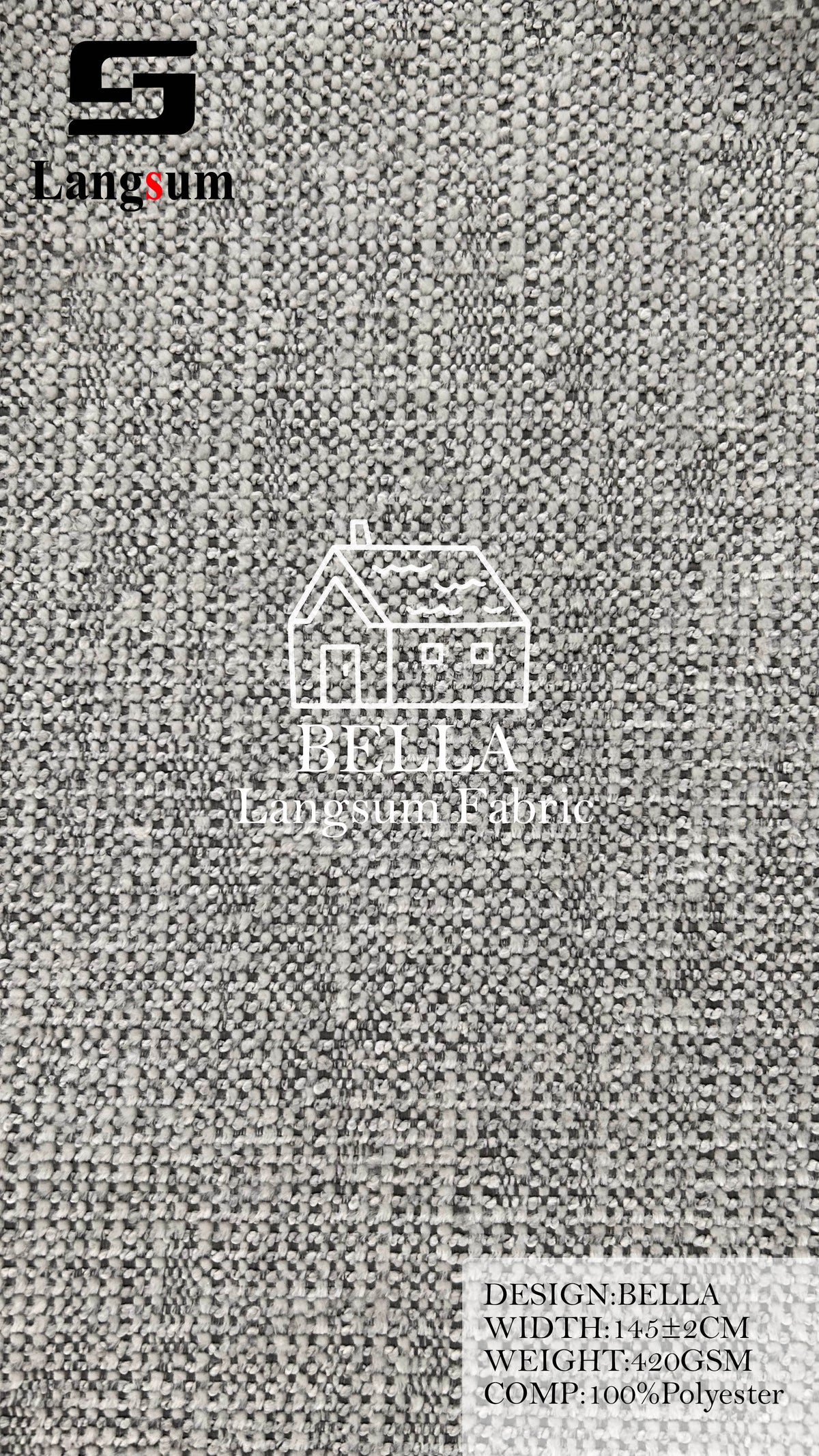 BELLA Bouclé-Textured Polyester Upholstery Fabric – 420gsm, 57" Wide, 27 Colors Langsum Fabric