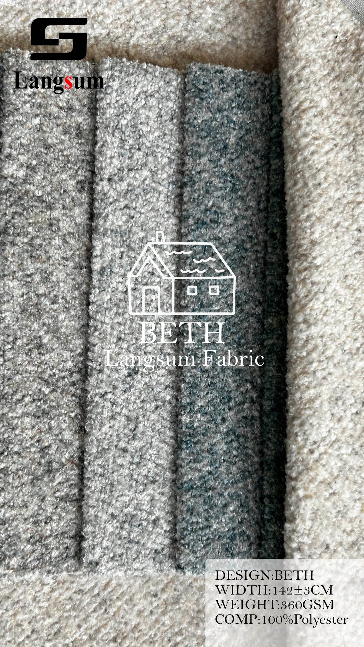 BETH Plush-Textured Polyester Upholstery Fabric – 360gsm, 56" Wide, 13 Colors Langsum Fabric