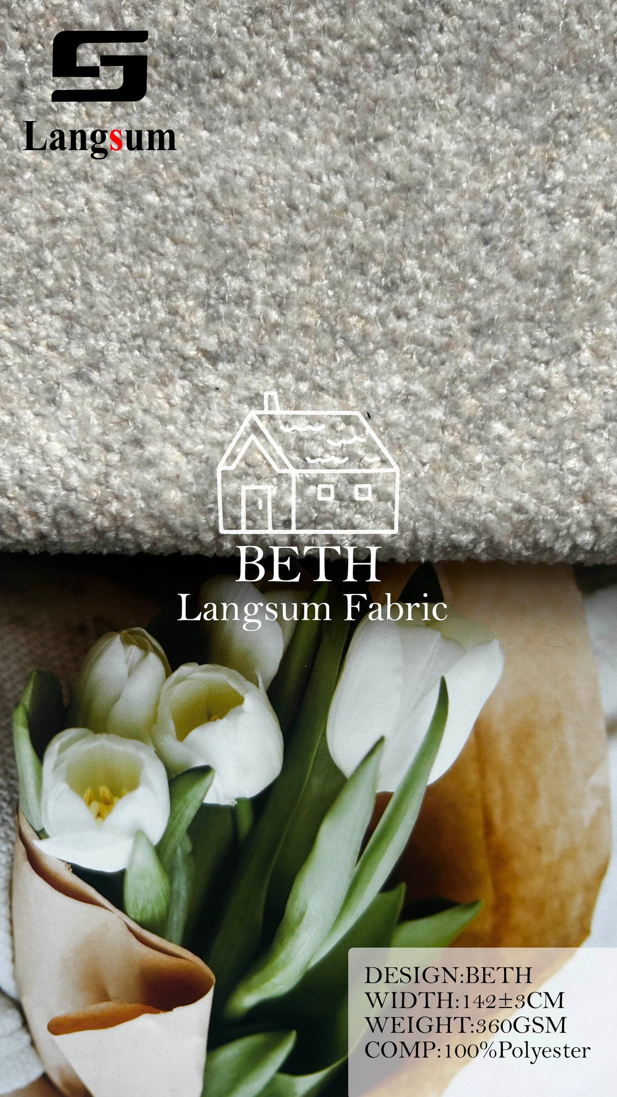 BETH Plush-Textured Polyester Upholstery Fabric – 360gsm, 56" Wide, 13 Colors Langsum Fabric