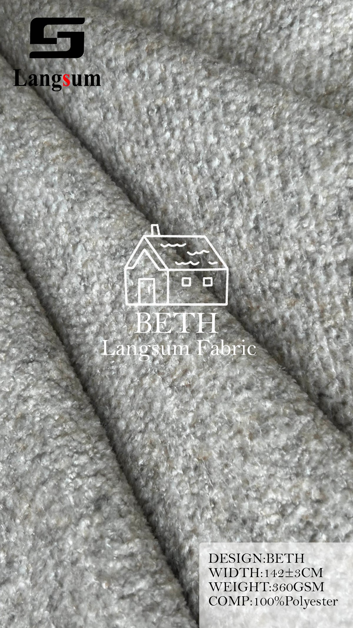 BETH Plush-Textured Polyester Upholstery Fabric – 360gsm, 56" Wide, 13 Colors Langsum Fabric