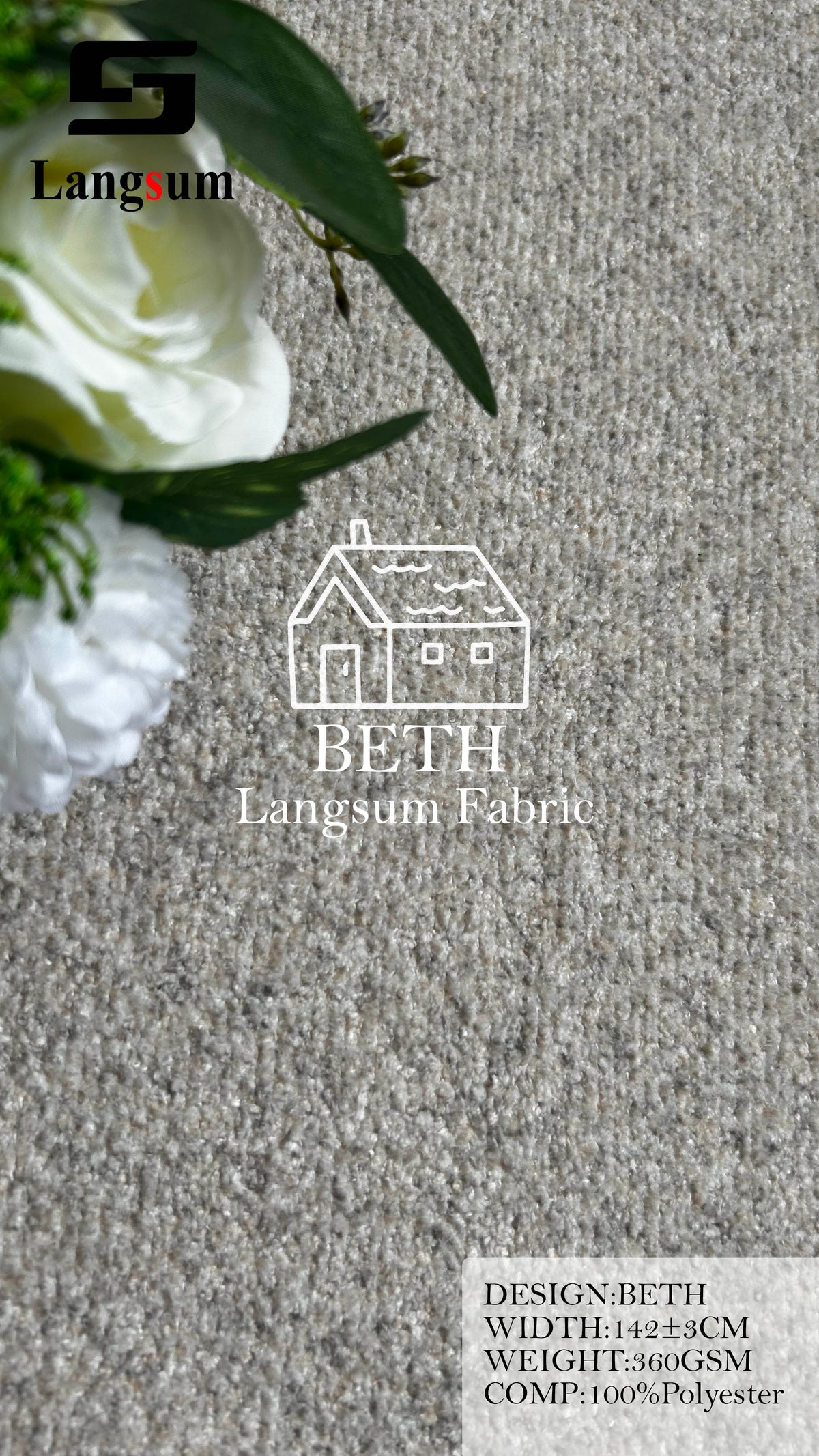 BETH Plush-Textured Polyester Upholstery Fabric – 360gsm, 56" Wide, 13 Colors Langsum Fabric