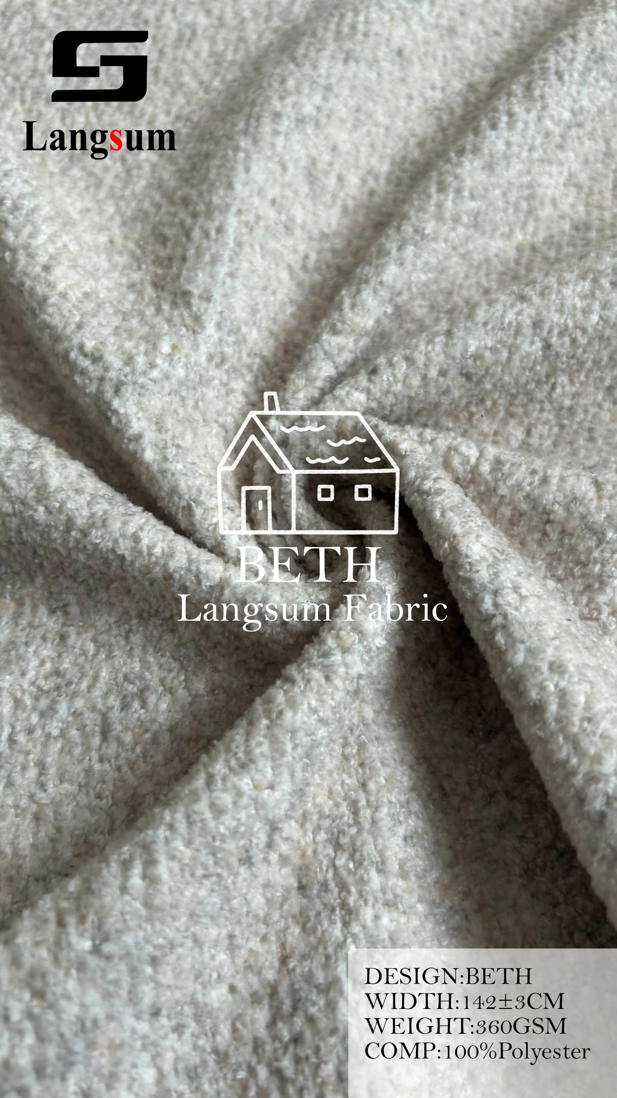 BETH Plush-Textured Polyester Upholstery Fabric – 360gsm, 56" Wide, 13 Colors Langsum Fabric