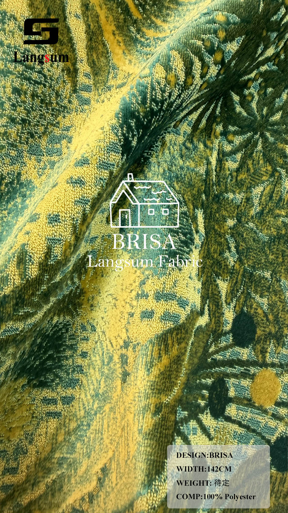 BRISA+MARISOL Botanical And Geometric-Pattern Polyester Upholstery Fabric – 56" Wide, 8 Colors Per Design Langsum Fabric