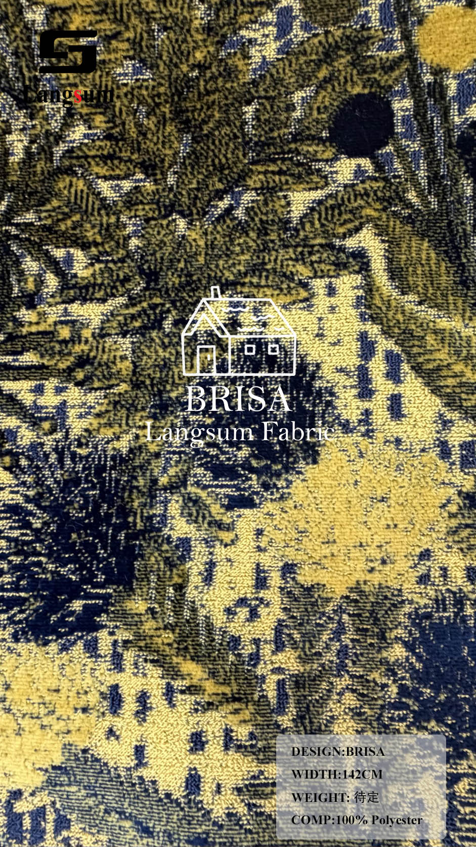 BRISA+MARISOL Botanical And Geometric-Pattern Polyester Upholstery Fabric – 56" Wide, 8 Colors Per Design Langsum Fabric