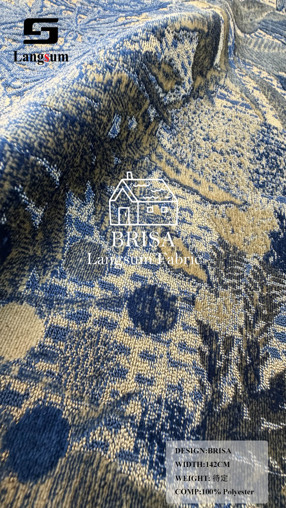 BRISA+MARISOL Botanical And Geometric-Pattern Polyester Upholstery Fabric – 56" Wide, 8 Colors Per Design Langsum Fabric