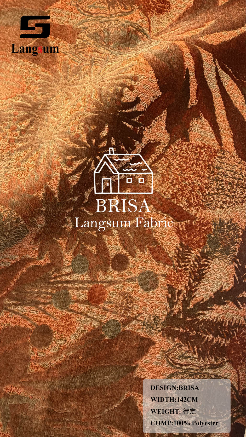 BRISA+MARISOL Botanical And Geometric-Pattern Polyester Upholstery Fabric – 56" Wide, 8 Colors Per Design Langsum Fabric