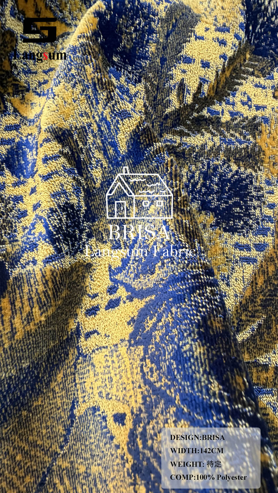 BRISA+MARISOL Botanical And Geometric-Pattern Polyester Upholstery Fabric – 56" Wide, 8 Colors Per Design Langsum Fabric