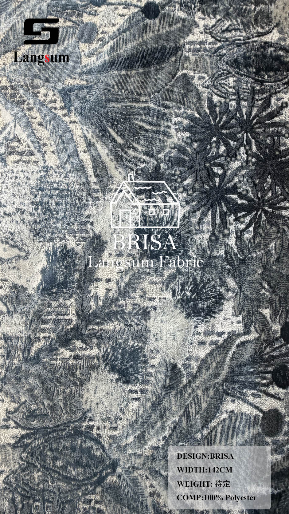 BRISA+MARISOL Botanical And Geometric-Pattern Polyester Upholstery Fabric – 56" Wide, 8 Colors Per Design Langsum Fabric