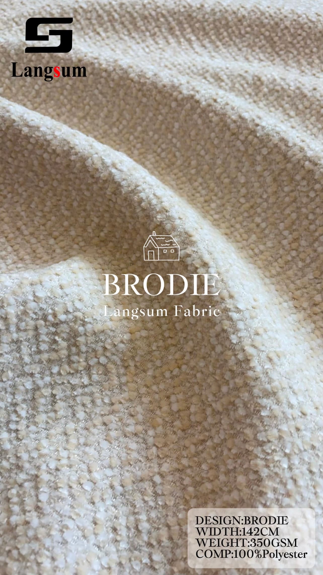 BRODIE Chenille Fabric Woven Jacquard Fabric – 350gsm, 56" Wide, 20 Colors Langsum Fabric