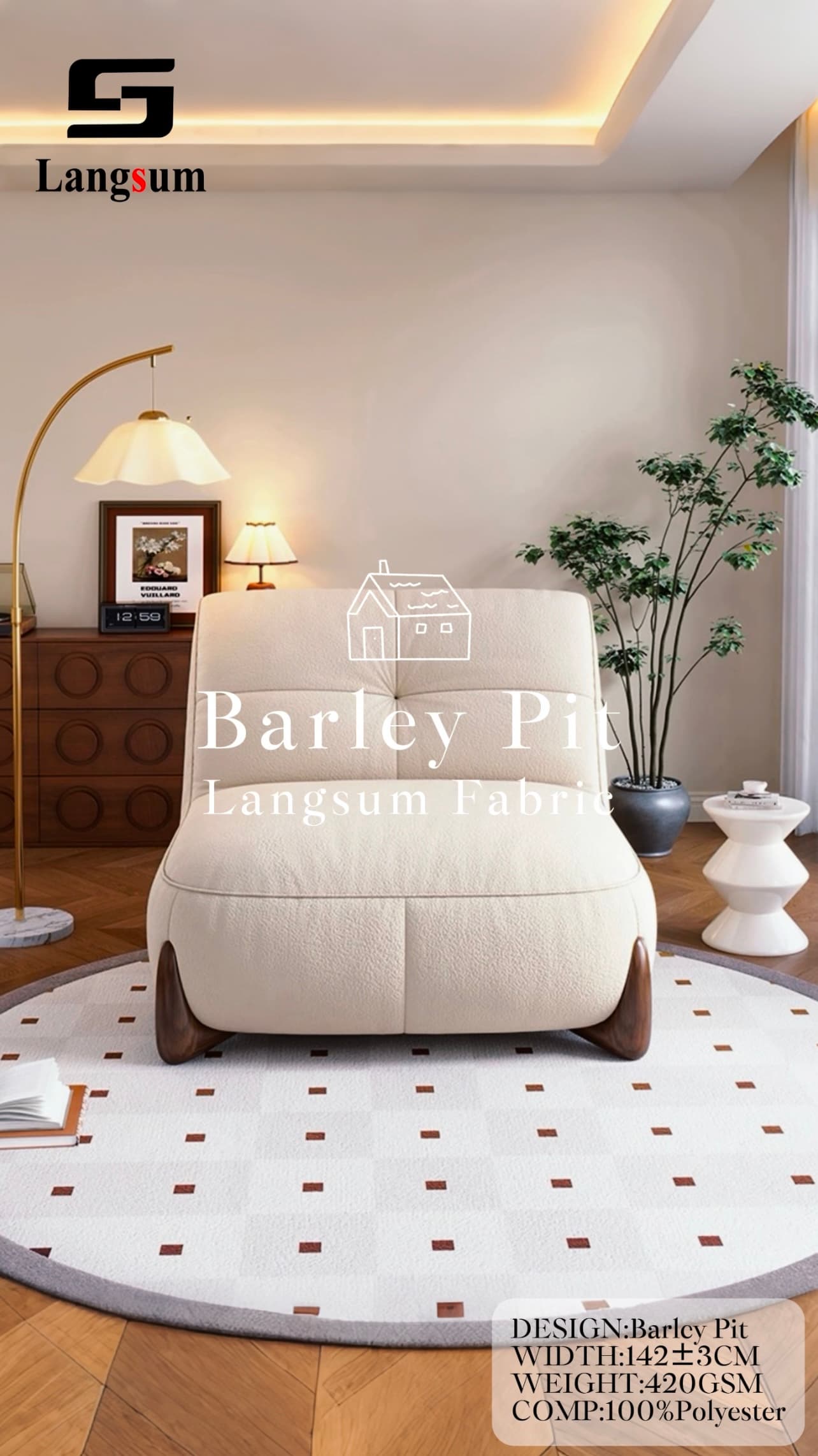 BARLEY PIT Velvet Fabric Knitted Fabric Jacquard-420gsm, 56" Wide, 16 Colors Langsum Fabric