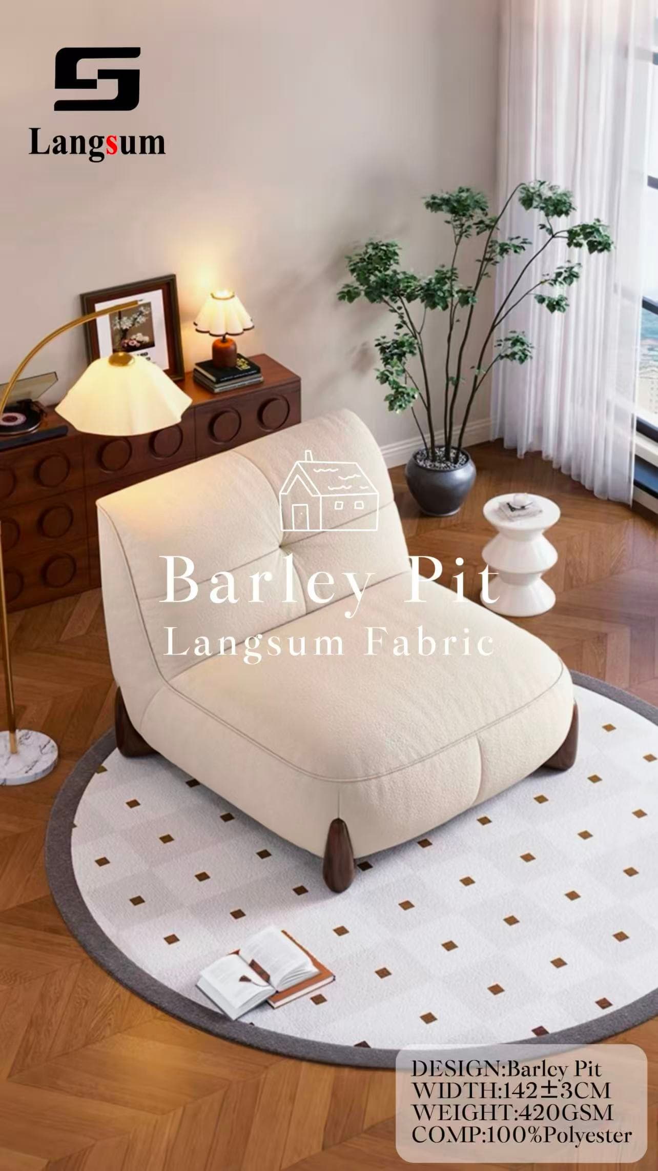 BARLEY PIT Velvet Fabric Knitted Fabric Jacquard-420gsm, 56" Wide, 16 Colors Langsum Fabric