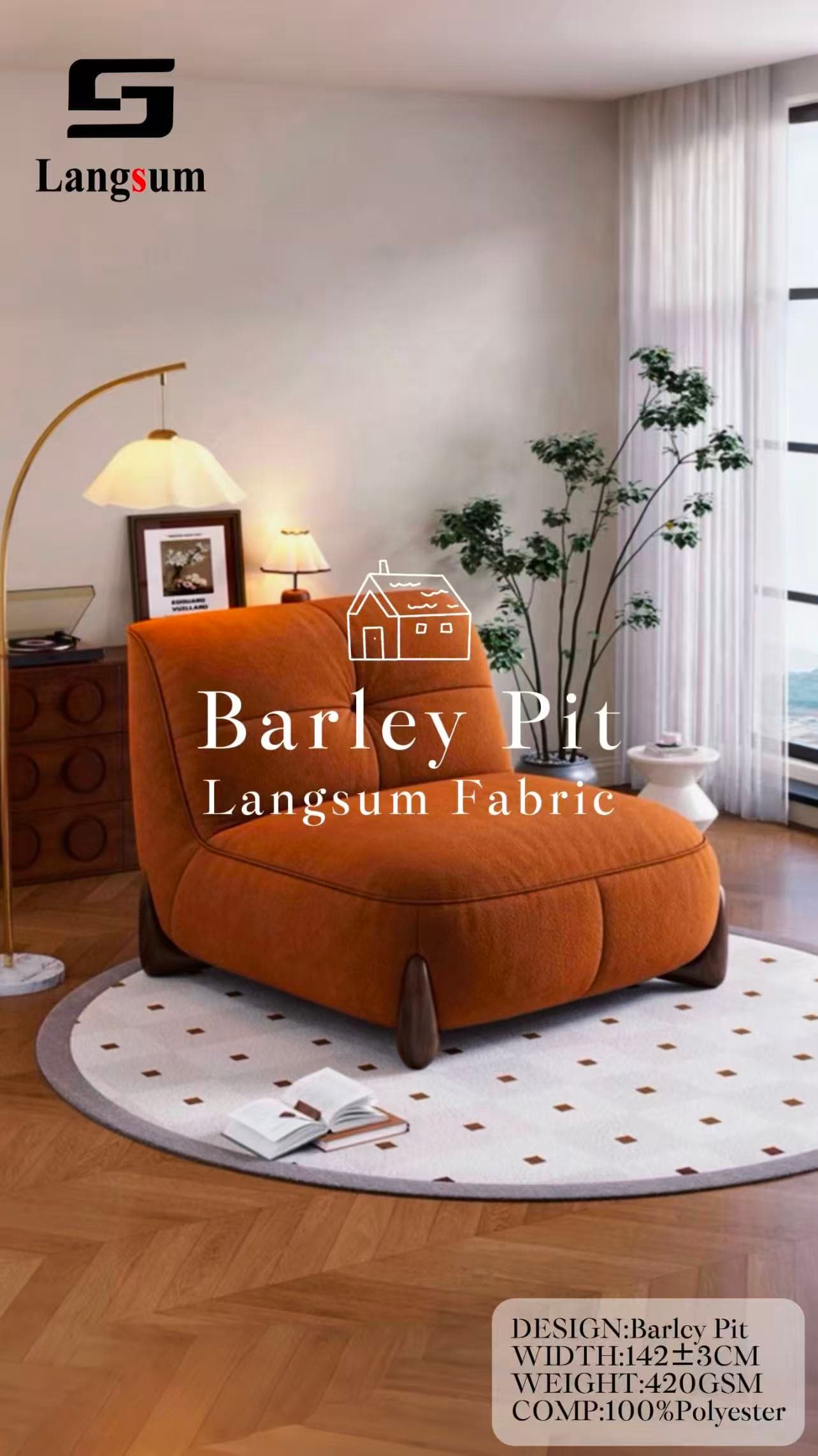 BARLEY PIT Velvet Fabric Knitted Fabric Jacquard-420gsm, 56" Wide, 16 Colors Langsum Fabric