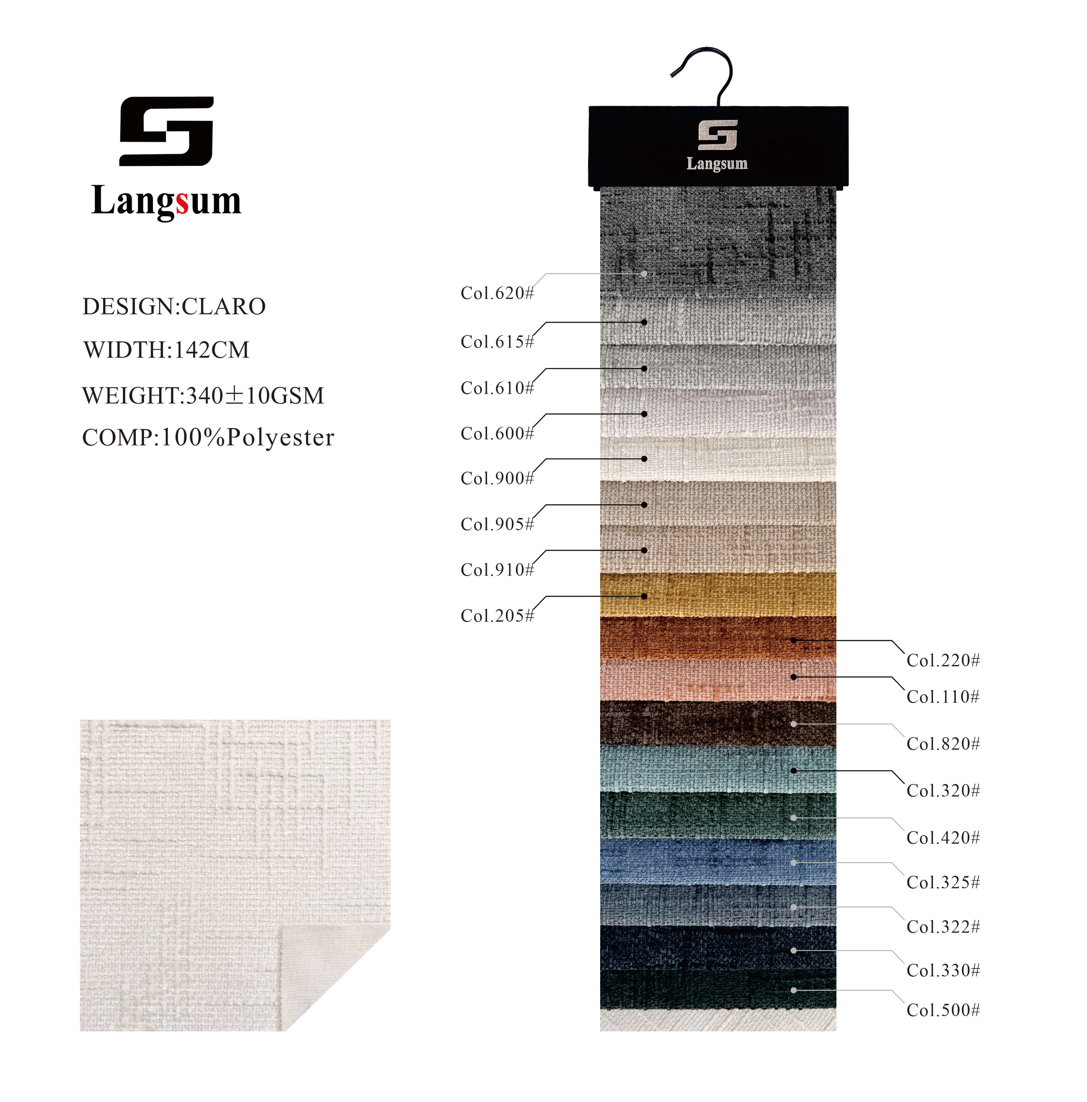 CLARO Weft Knitted Jacquard Upholstery Fabric – 100% Polyester Langsum Fabric