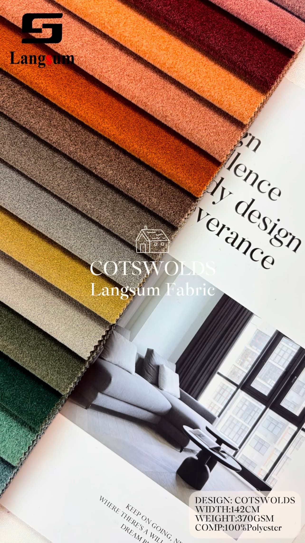 COTSWOLDS Velvet Fabric Knitted Fabric Jacquard-300/370gsm, 56" Wide, 26 Colors Langsum Fabric