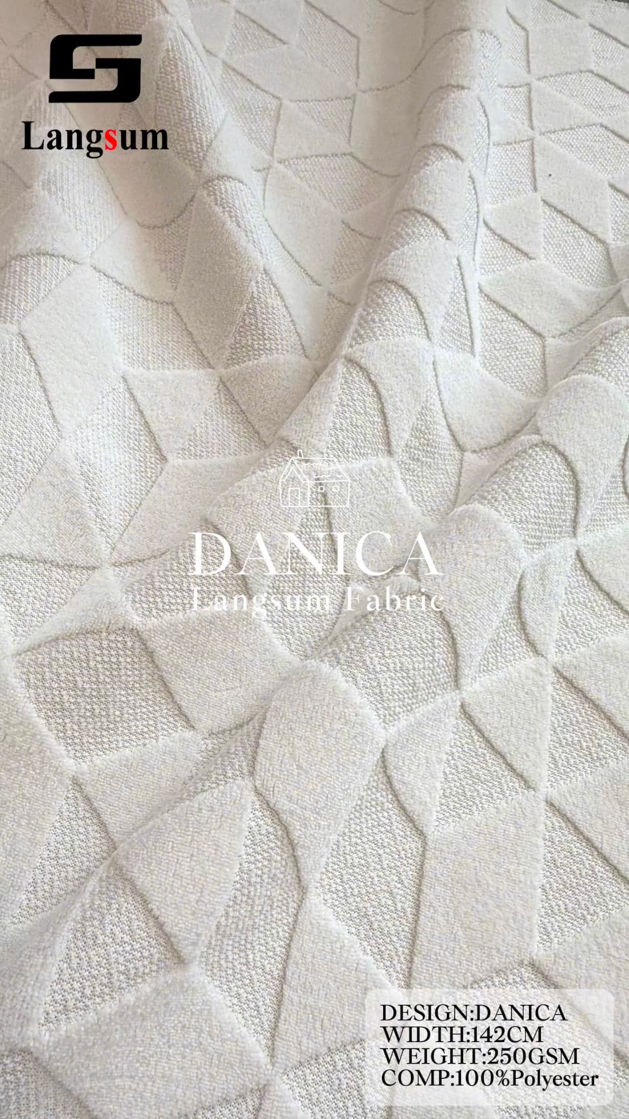 DANICA Textured Polyester Upholstery Fabric – 480gsm, 56" Wide, 12 Colors Langsum Fabric