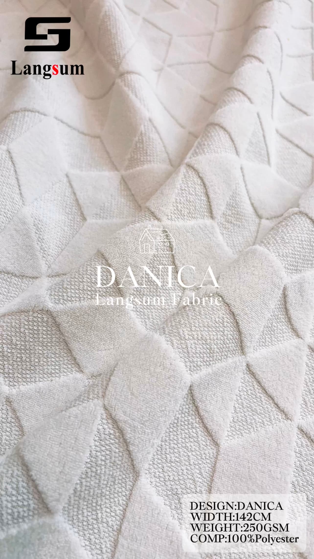 DANICA Textured Polyester Upholstery Fabric – 480gsm, 56" Wide, 12 Colors Langsum Fabric