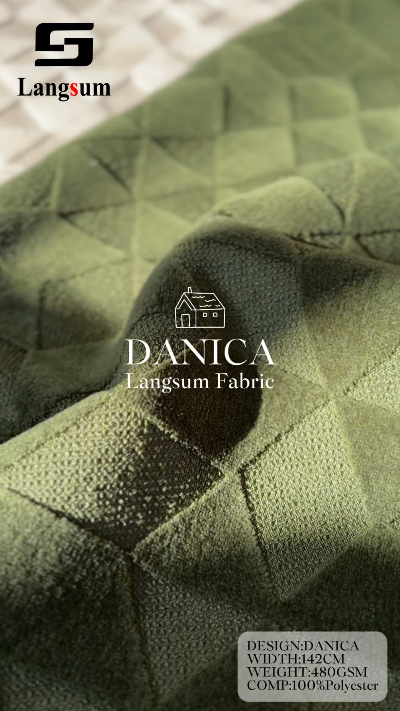 DANICA Textured Polyester Upholstery Fabric – 480gsm, 56" Wide, 12 Colors Langsum Fabric