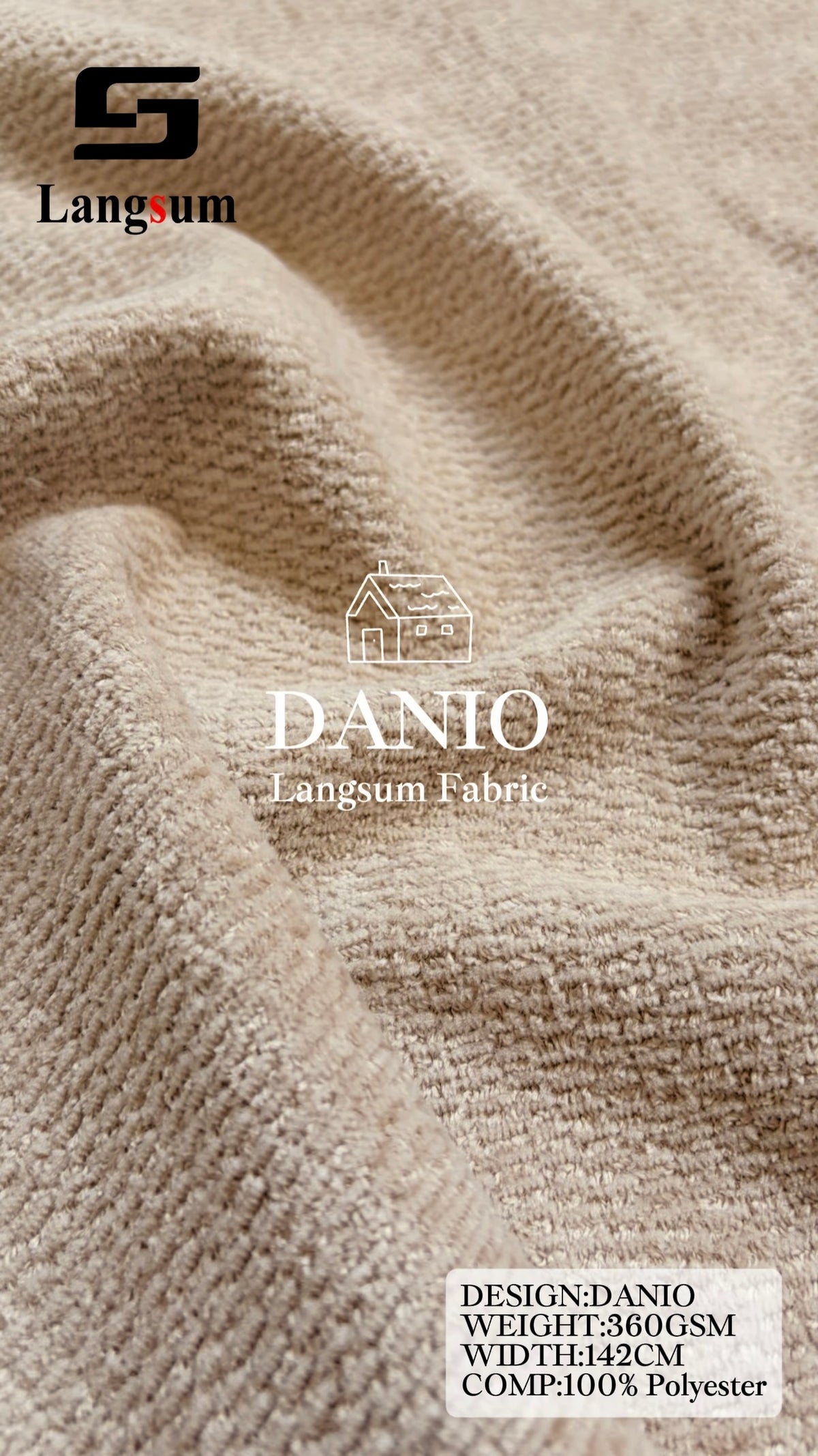 DANIO Loop-Textured Polyester Upholstery Fabric – 360gsm, 56" Wide Langsum Fabric