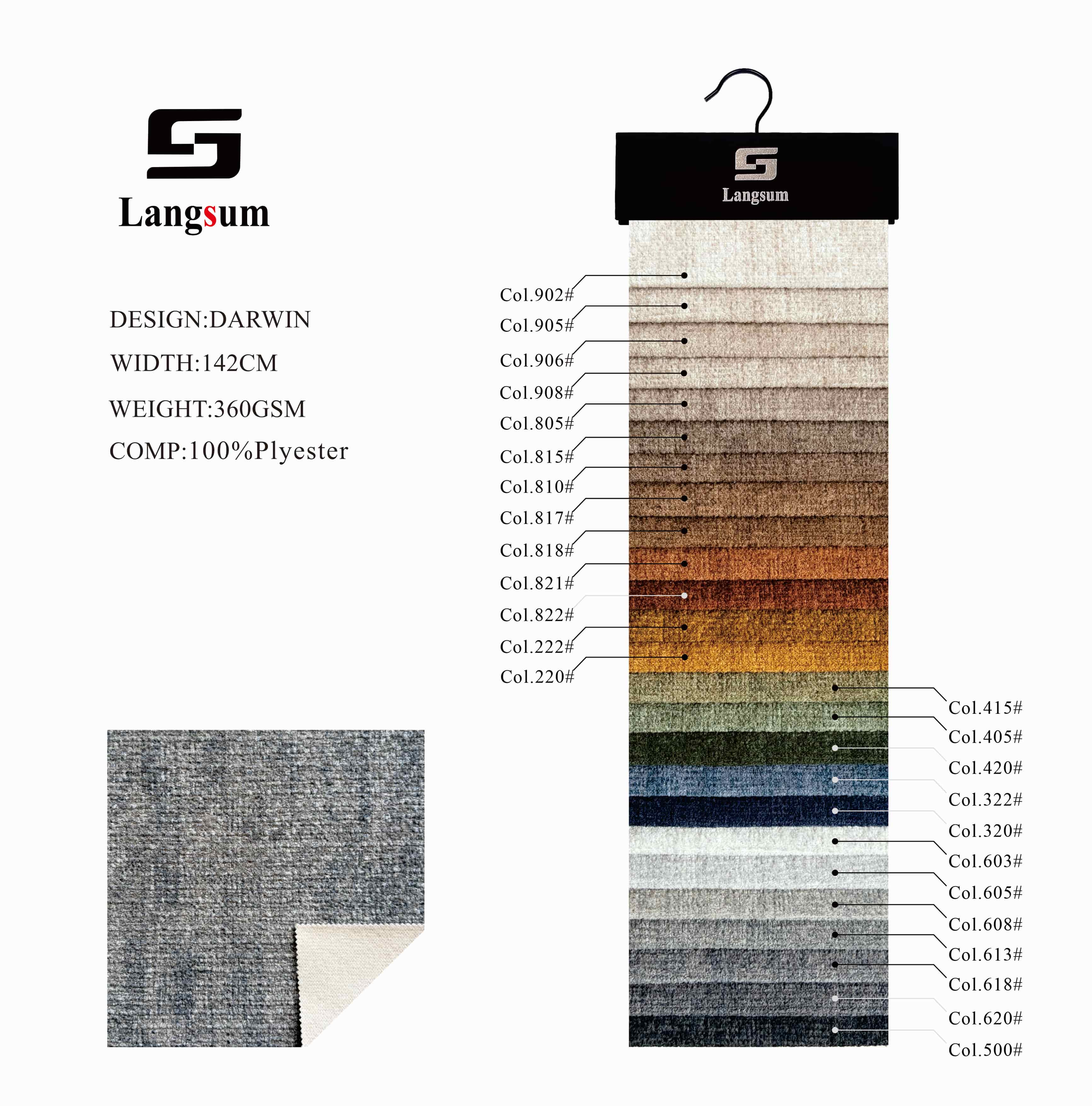 DARWIN Velvet Fabric Knitted Fabric Jacquard-360gsm, 56" Wide, 25 Colors Langsum Fabric