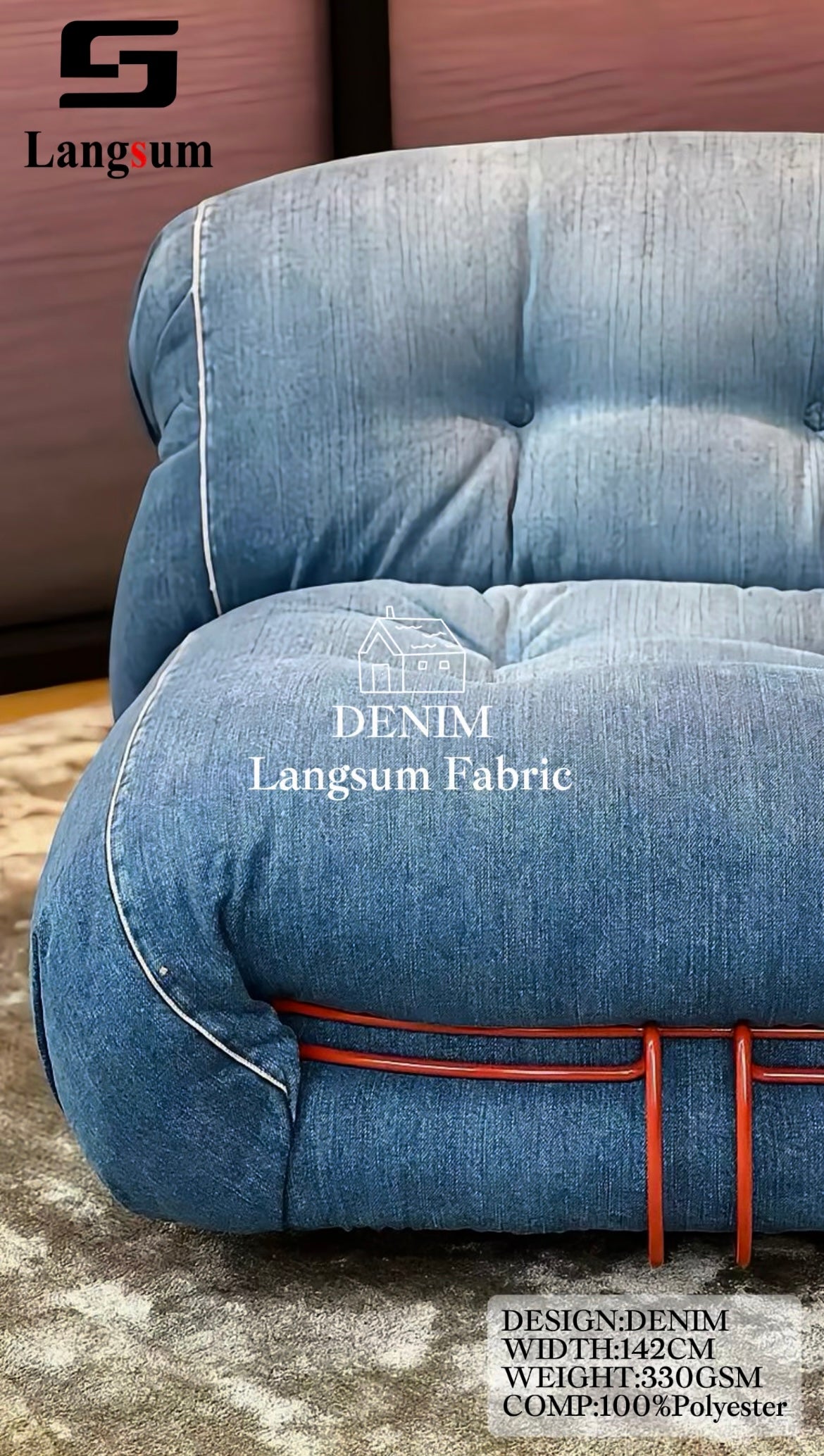 DENIM Denim-Look Polyester Upholstery Fabric – 330gsm, 56" Wide Langsum Fabric