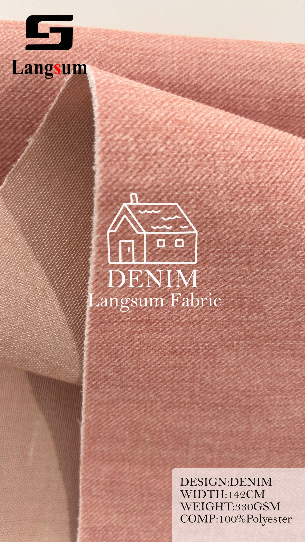 DENIM Denim-Look Polyester Upholstery Fabric – 330gsm, 56" Wide Langsum Fabric