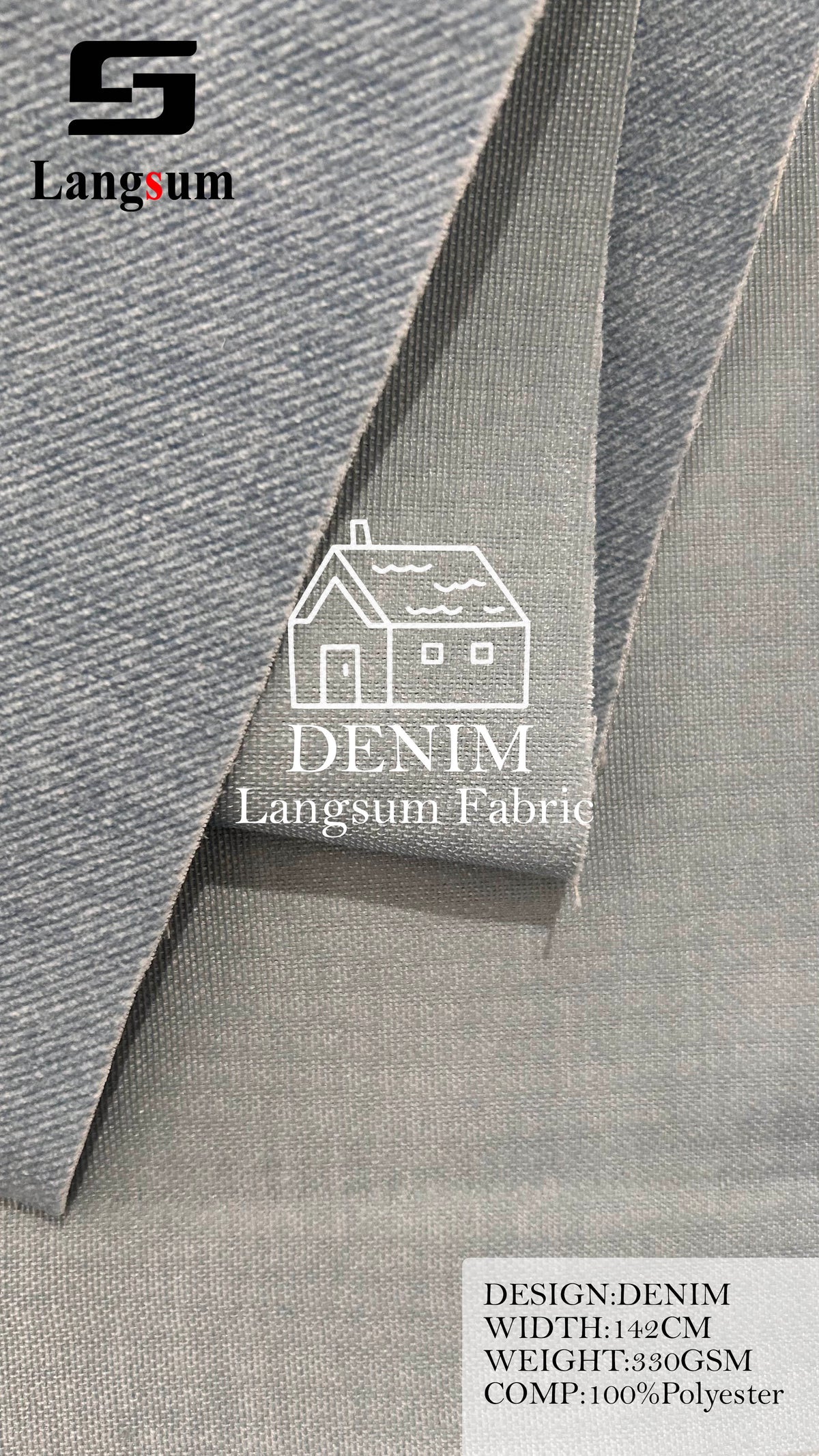 DENIM Denim-Look Polyester Upholstery Fabric – 330gsm, 56" Wide Langsum Fabric