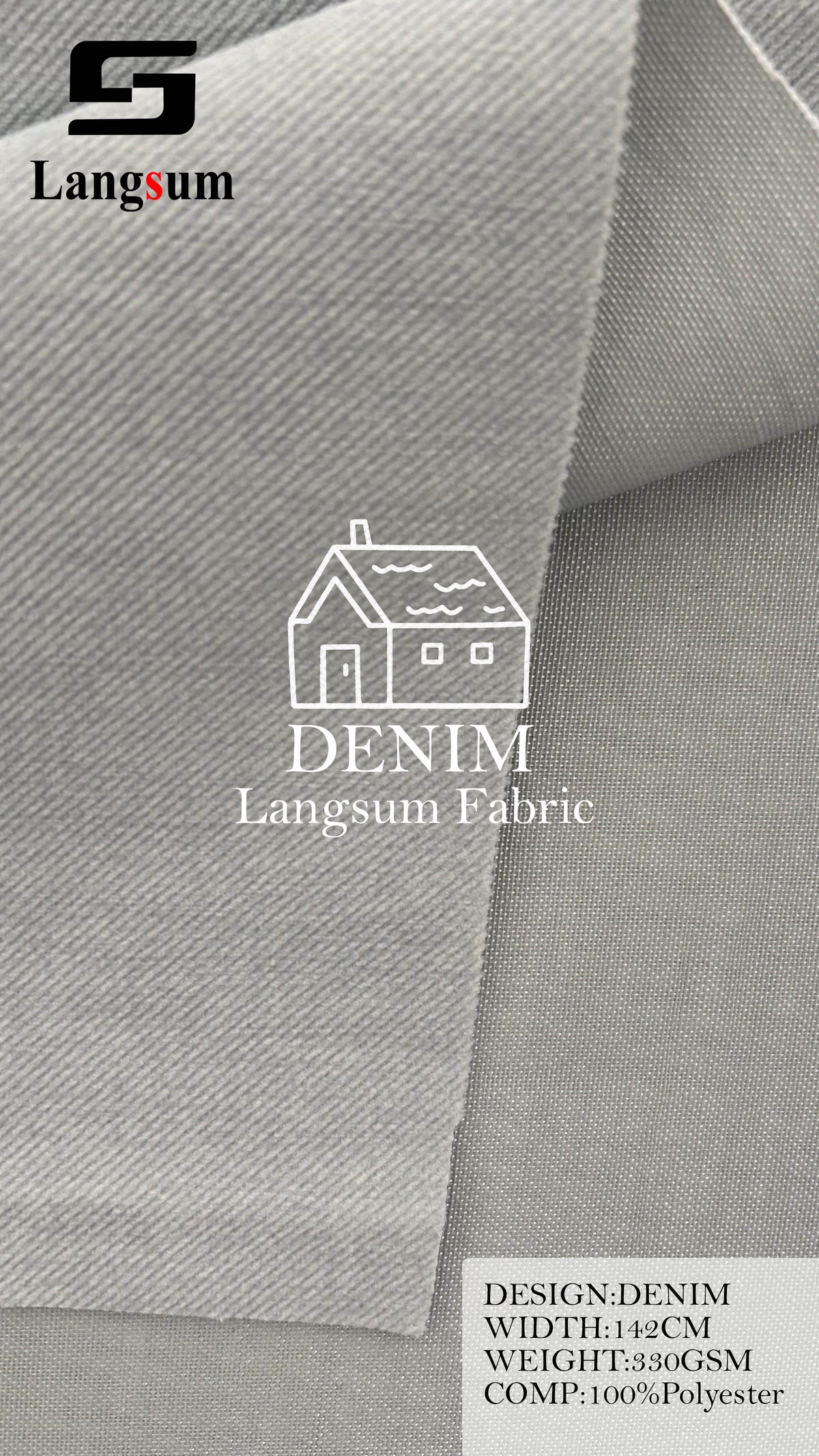 DENIM Denim-Look Polyester Upholstery Fabric – 330gsm, 56" Wide Langsum Fabric
