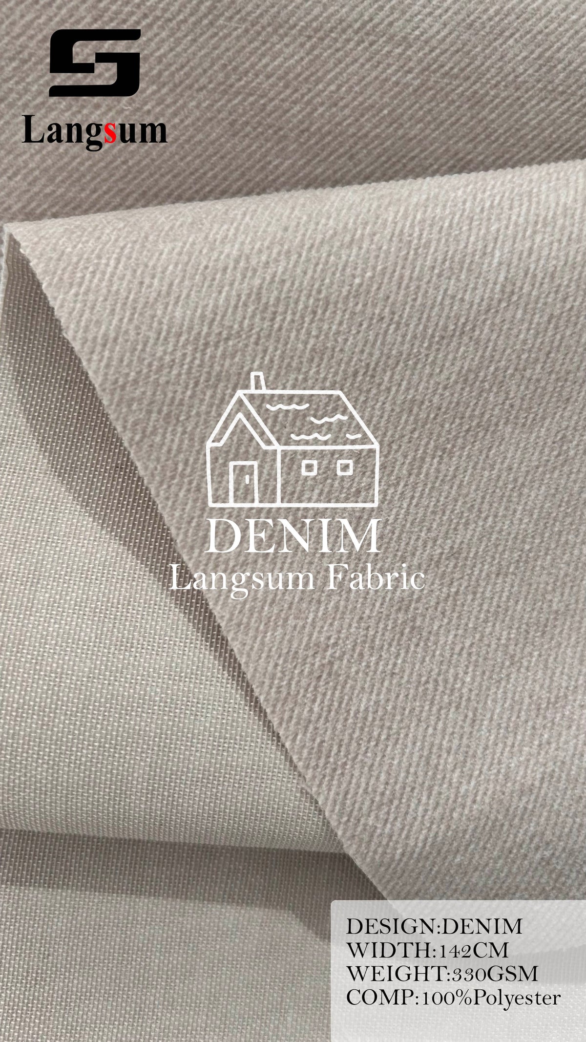 DENIM Denim-Look Polyester Upholstery Fabric – 330gsm, 56" Wide Langsum Fabric