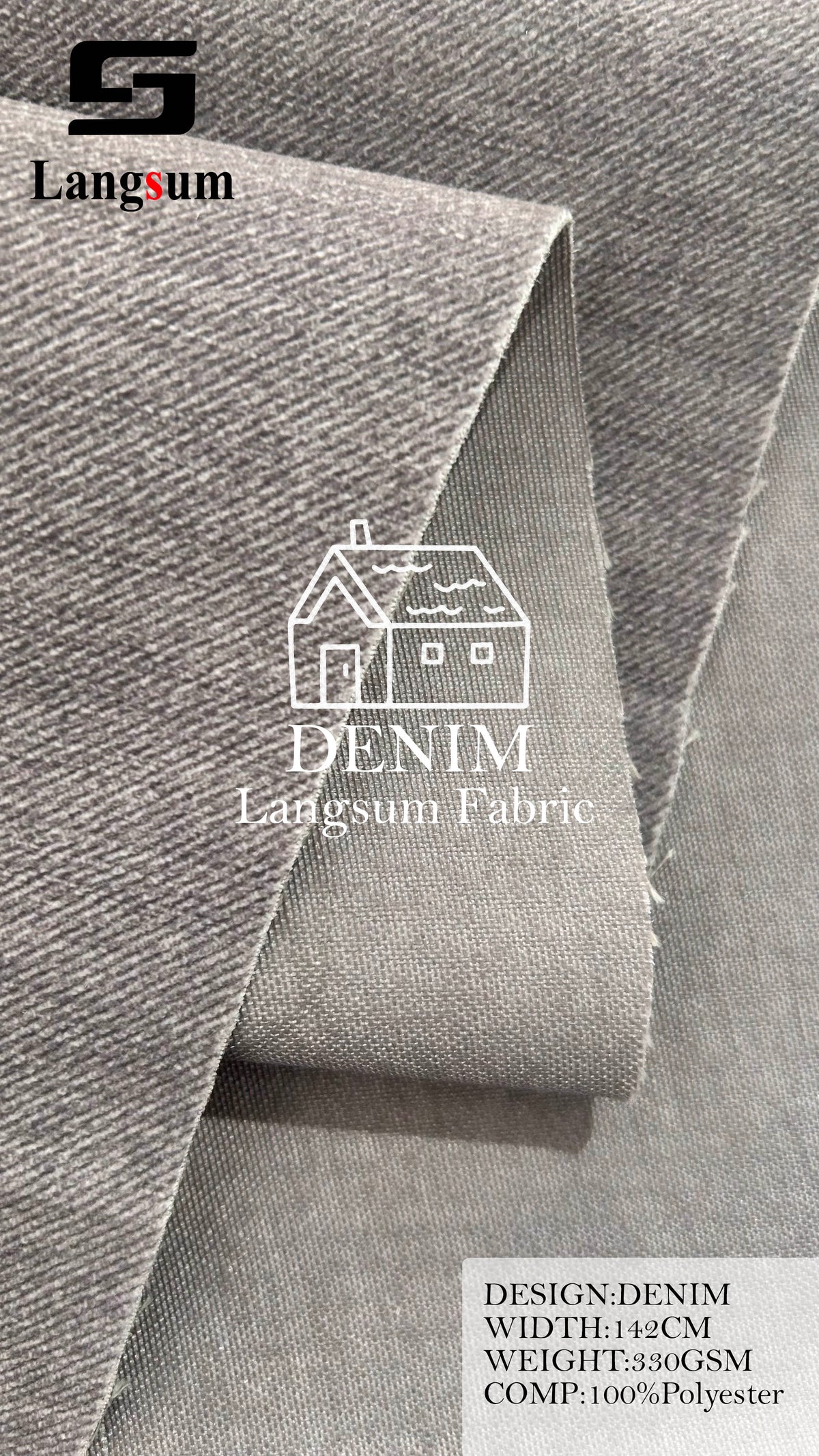 DENIM Denim-Look Polyester Upholstery Fabric – 330gsm, 56" Wide Langsum Fabric