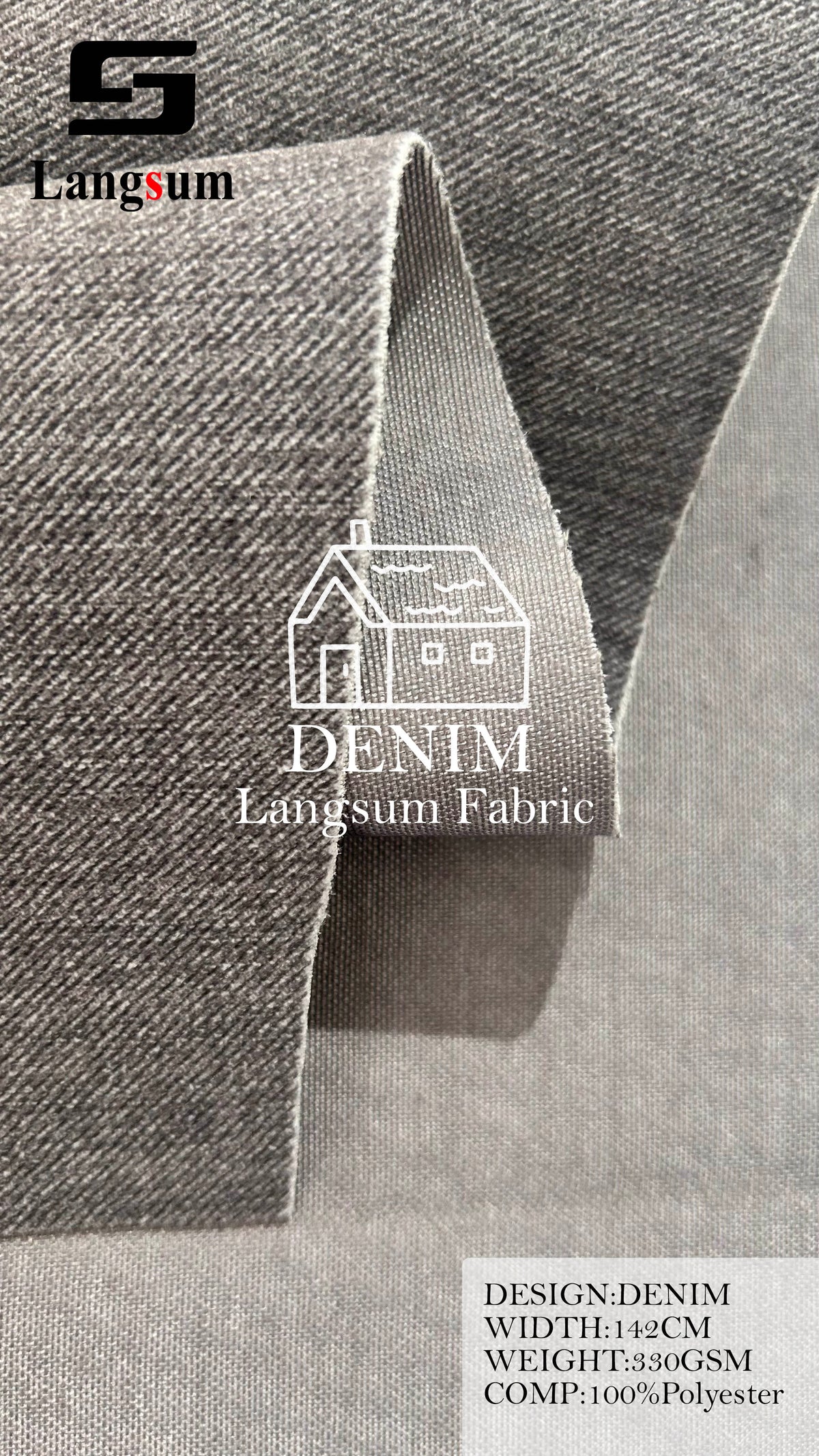 DENIM Denim-Look Polyester Upholstery Fabric – 330gsm, 56" Wide Langsum Fabric