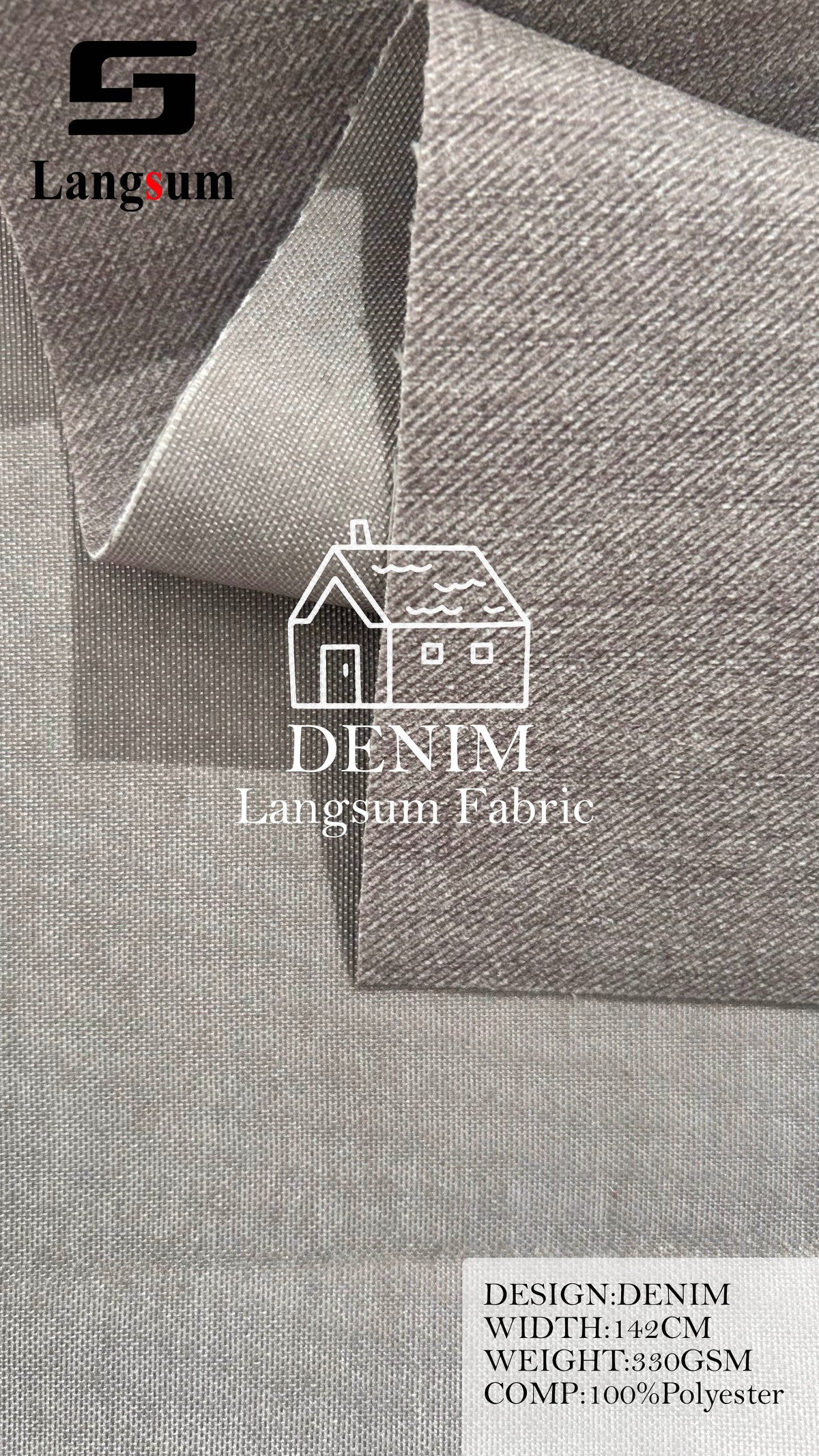 DENIM Denim-Look Polyester Upholstery Fabric – 330gsm, 56" Wide Langsum Fabric