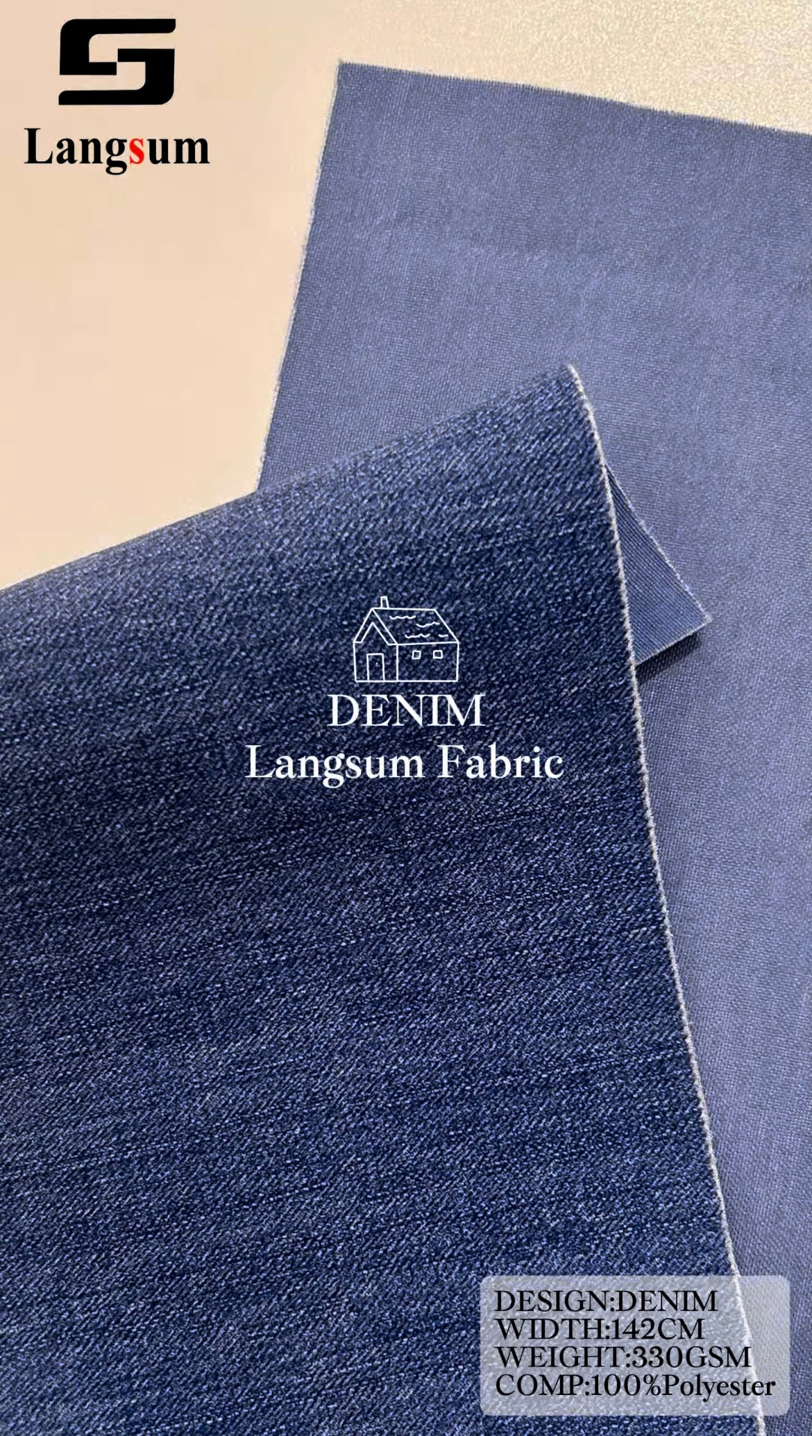 DENIM Denim-Look Polyester Upholstery Fabric – 330gsm, 56" Wide Langsum Fabric