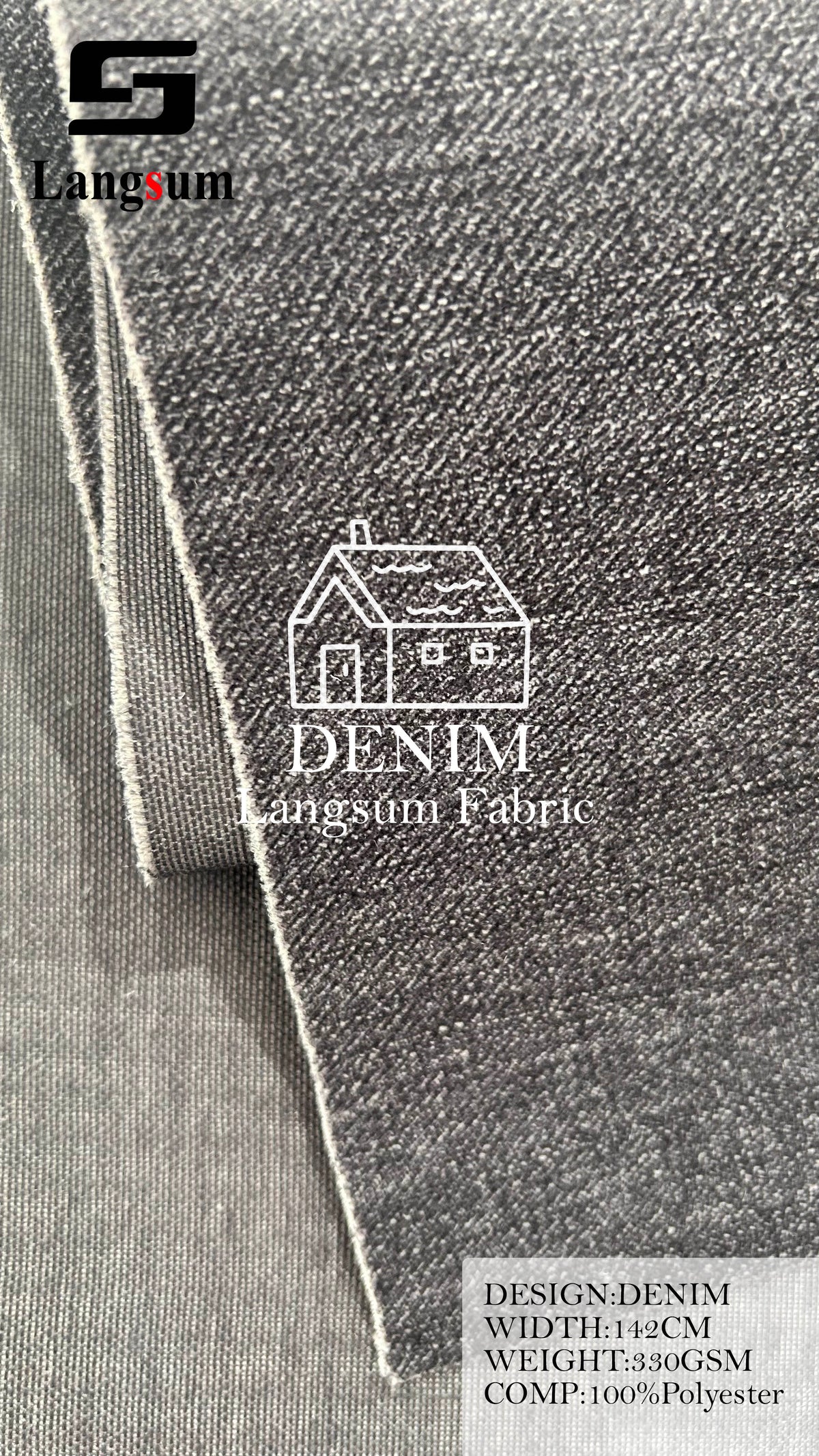 DENIM Denim-Look Polyester Upholstery Fabric – 330gsm, 56" Wide Langsum Fabric