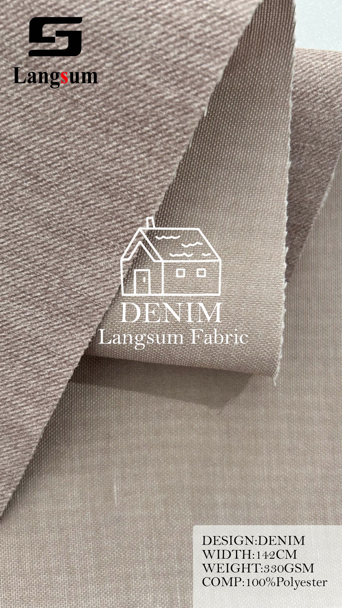 DENIM Denim-Look Polyester Upholstery Fabric – 330gsm, 56" Wide Langsum Fabric