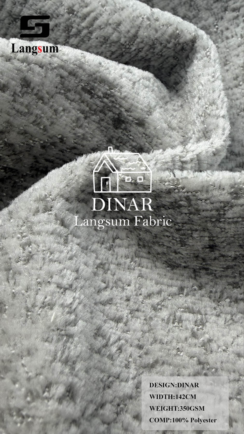 DINAR Mottled-Textured Polyester Upholstery Fabric – 350gsm, 56" Wide, 13 Colors Langsum Fabric