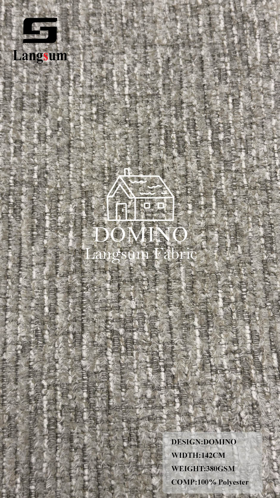 DOMINO Slub-Textured Polyester Upholstery Fabric – 380gsm, 56" Wide Langsum Fabric