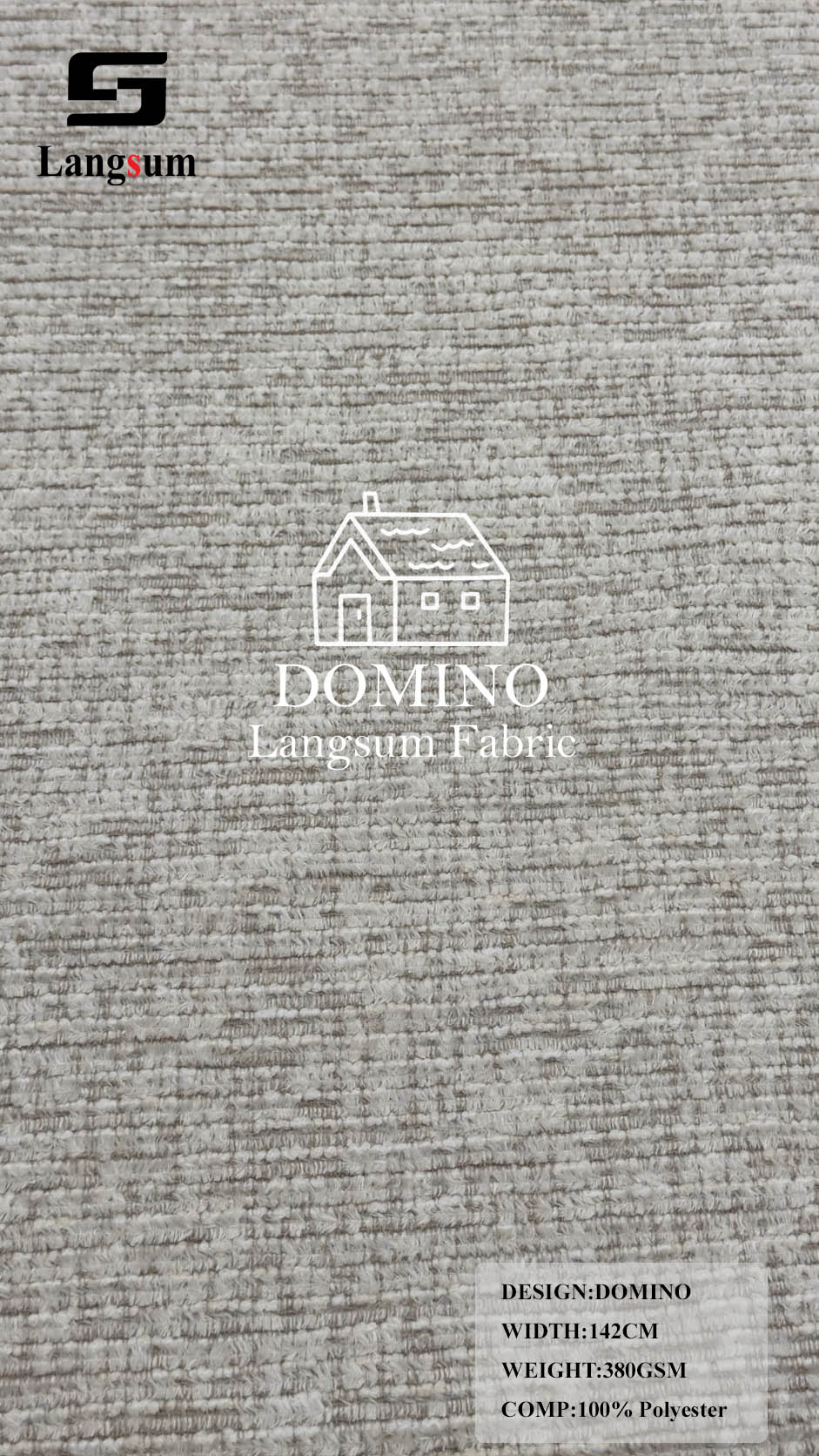 DOMINO Slub-Textured Polyester Upholstery Fabric – 380gsm, 56" Wide Langsum Fabric