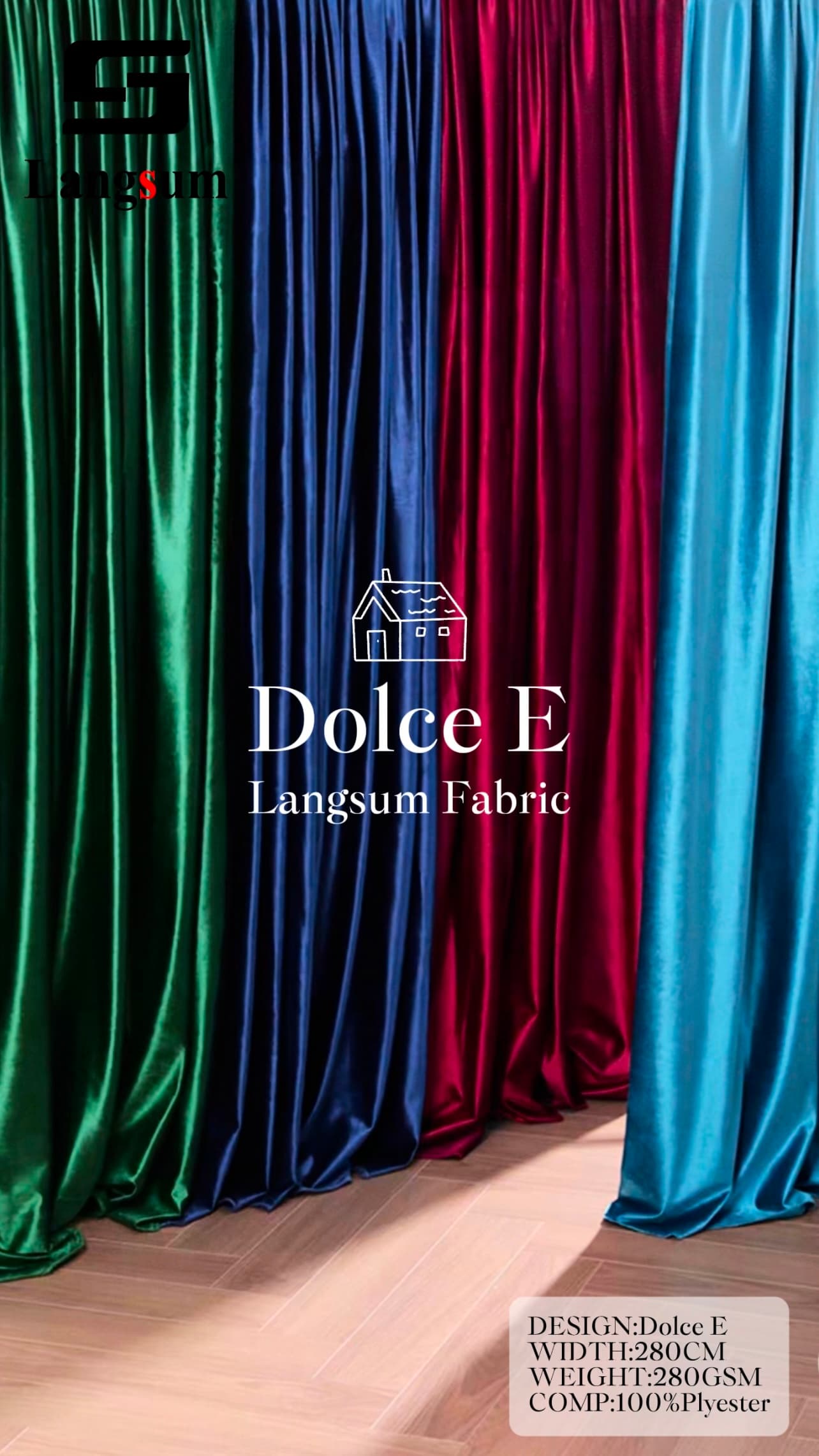 DOLCE E Velvet Fabric Knitted Fabric Jacquard-280gsm, 110" Wide, 49 Colors Langsum Fabric