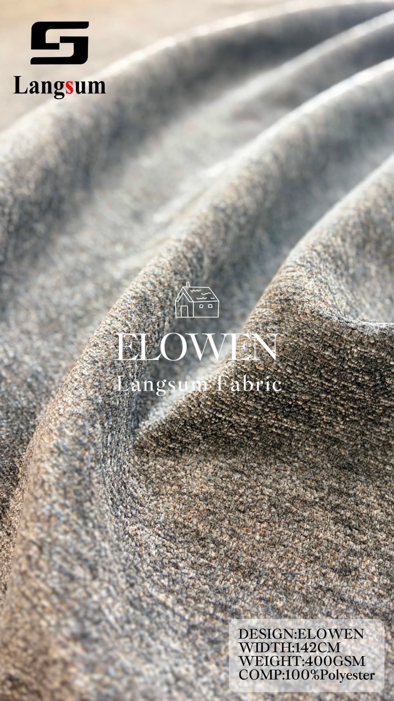 ELOWEN Chenille Fabric Woven Jacquard Fabric – 400gsm, 56" Wide, 22 Colors Langsum Fabric