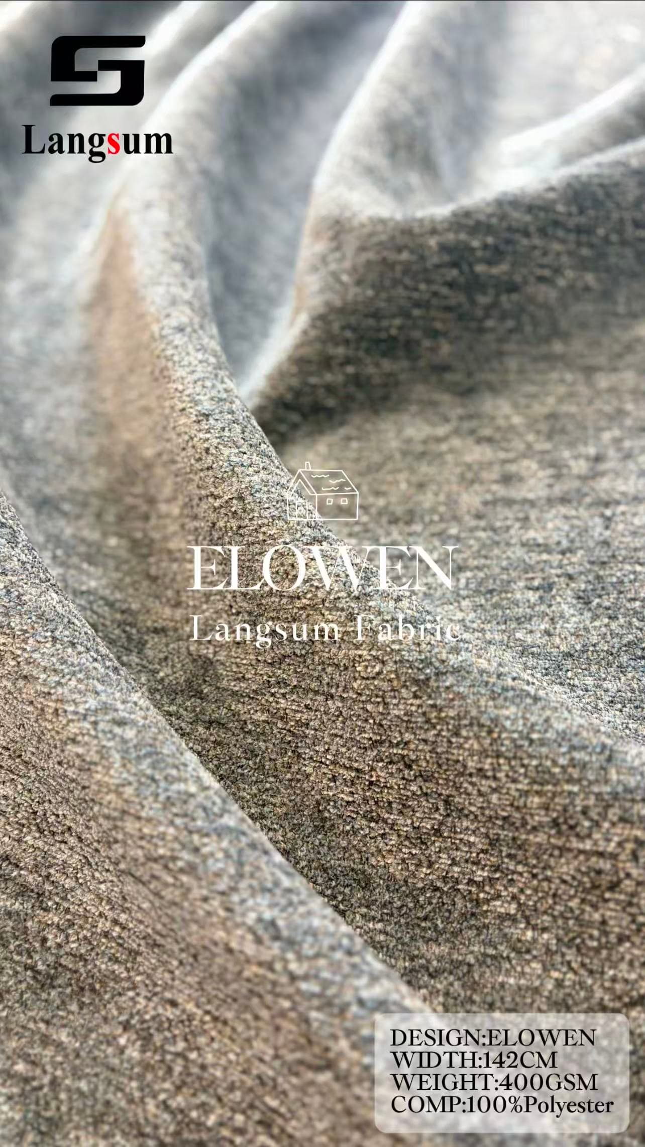 ELOWEN Chenille Fabric Woven Jacquard Fabric – 400gsm, 56" Wide, 22 Colors Langsum Fabric