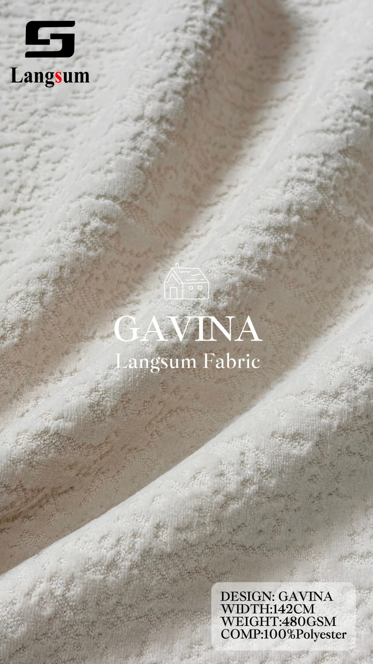GAVINA Circle knittedJaquard Textured Polyester Upholstery Fabric – 480GSM, 56" Wide, 12 Colors Langsum Fabric