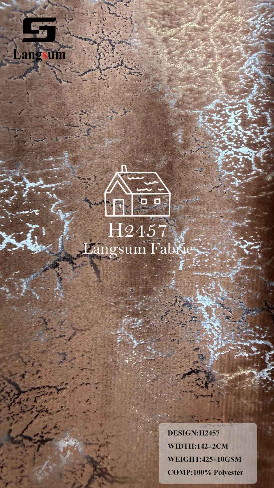 H2457 Crackle-Pattern Polyester Upholstery Fabric – 425±10gsm, 56" Wide, 15 Colors Langsum Fabric