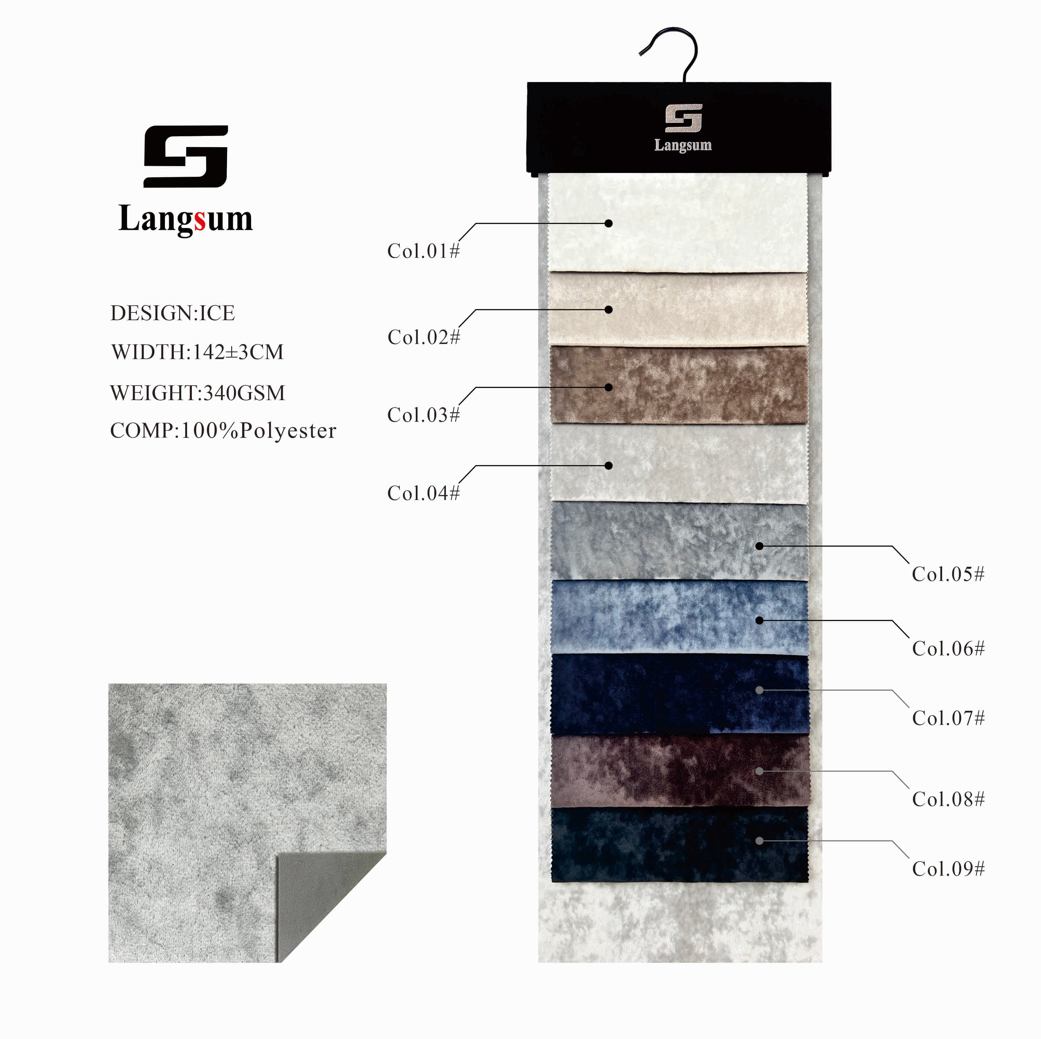 ICE Velvet Fabric Knitted Fabric Jacquard-340gsm, 56" Wide, 9 Colors Langsum Fabric