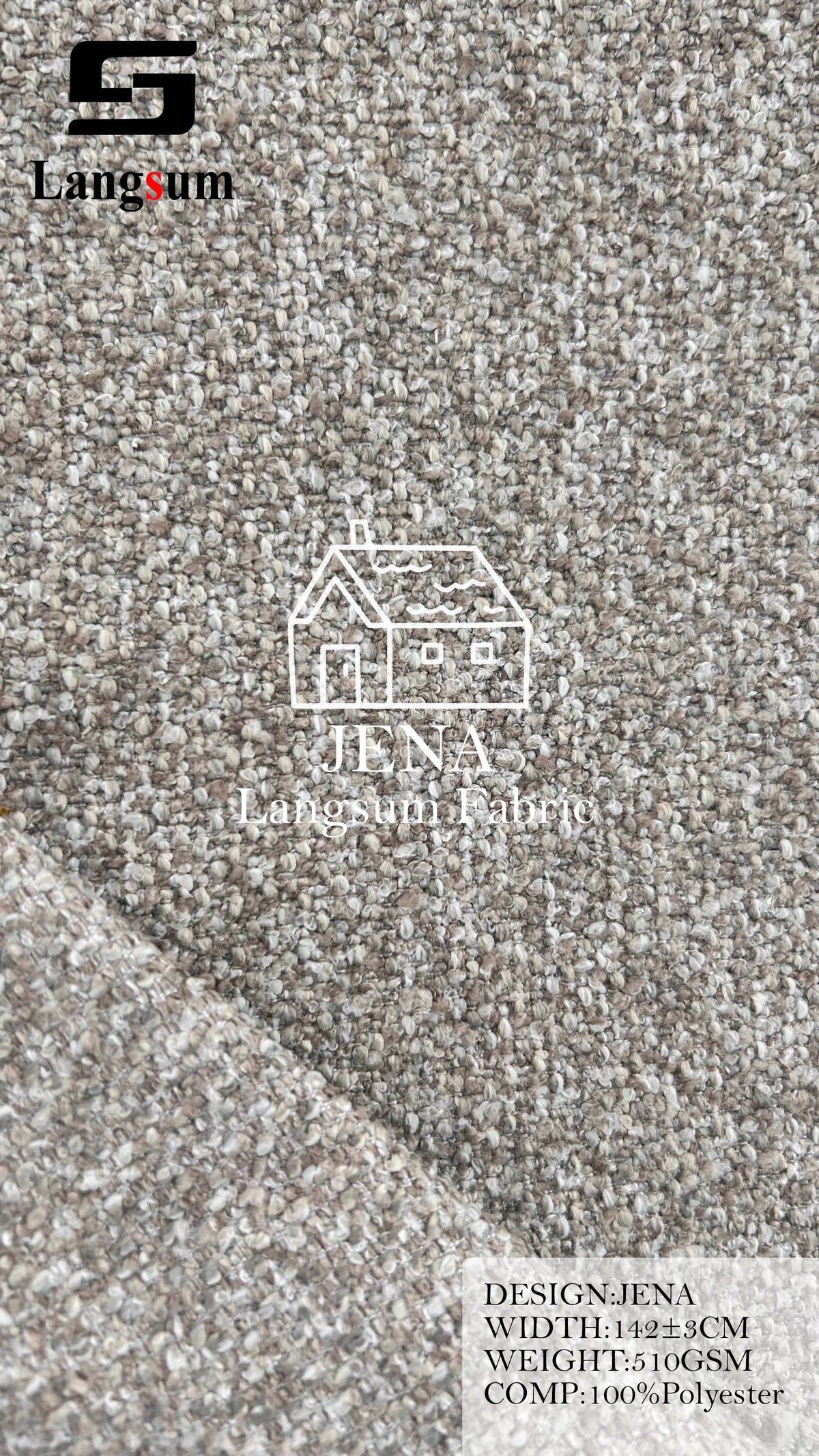 JENA Loop-Textured Polyester Upholstery Fabric – 510gsm, 56" Wide, 13 Colors Langsum Fabric