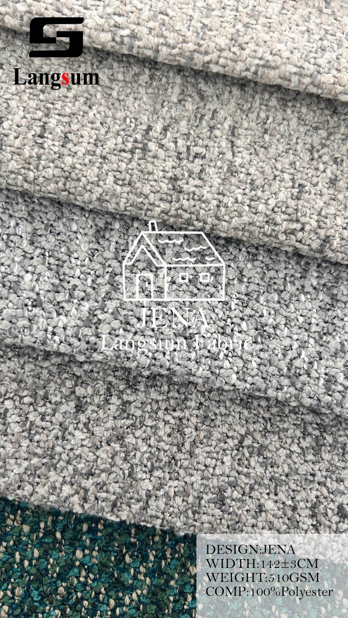 JENA Loop-Textured Polyester Upholstery Fabric – 510gsm, 56" Wide, 13 Colors Langsum Fabric