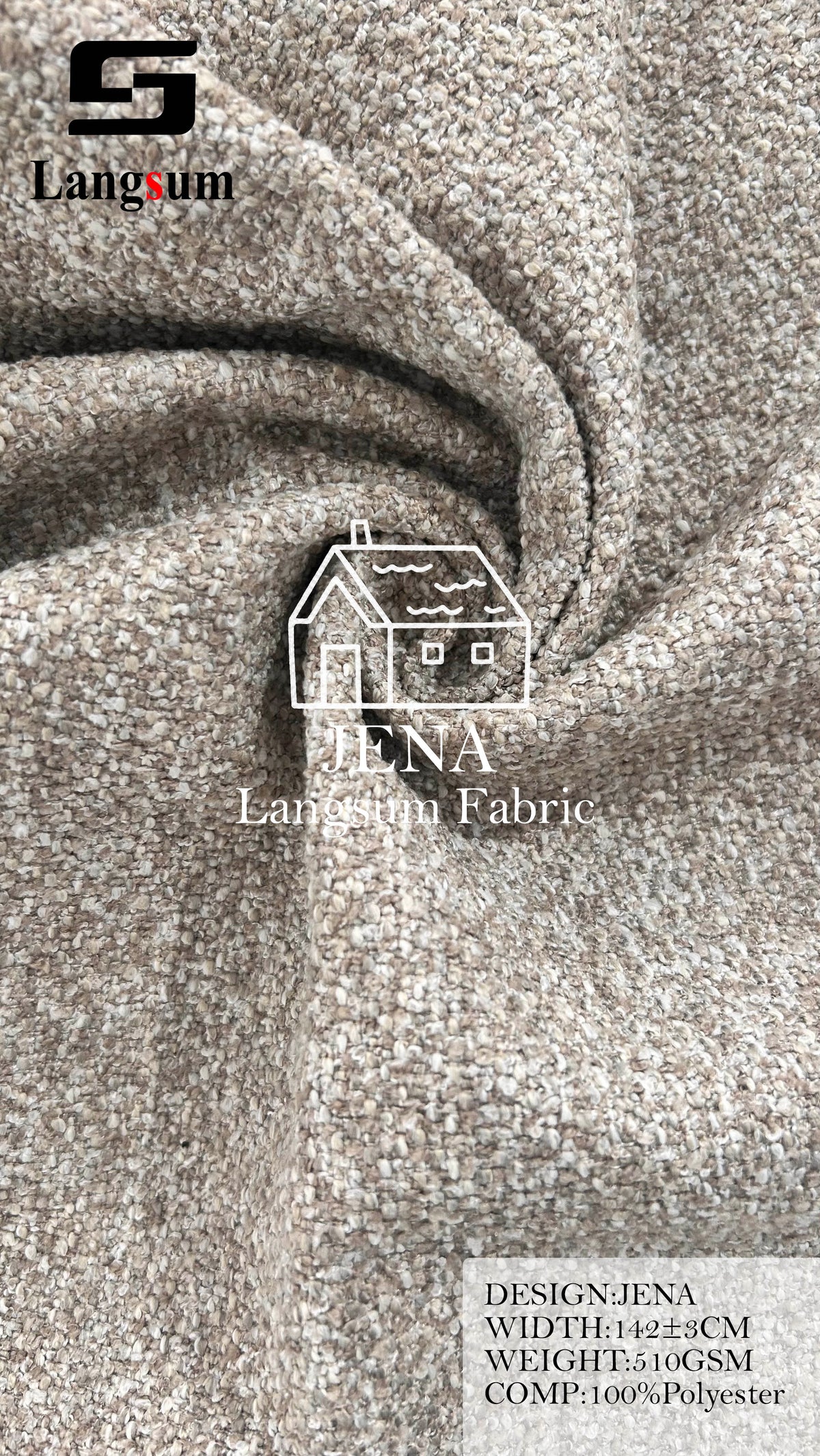 JENA Loop-Textured Polyester Upholstery Fabric – 510gsm, 56" Wide, 13 Colors Langsum Fabric