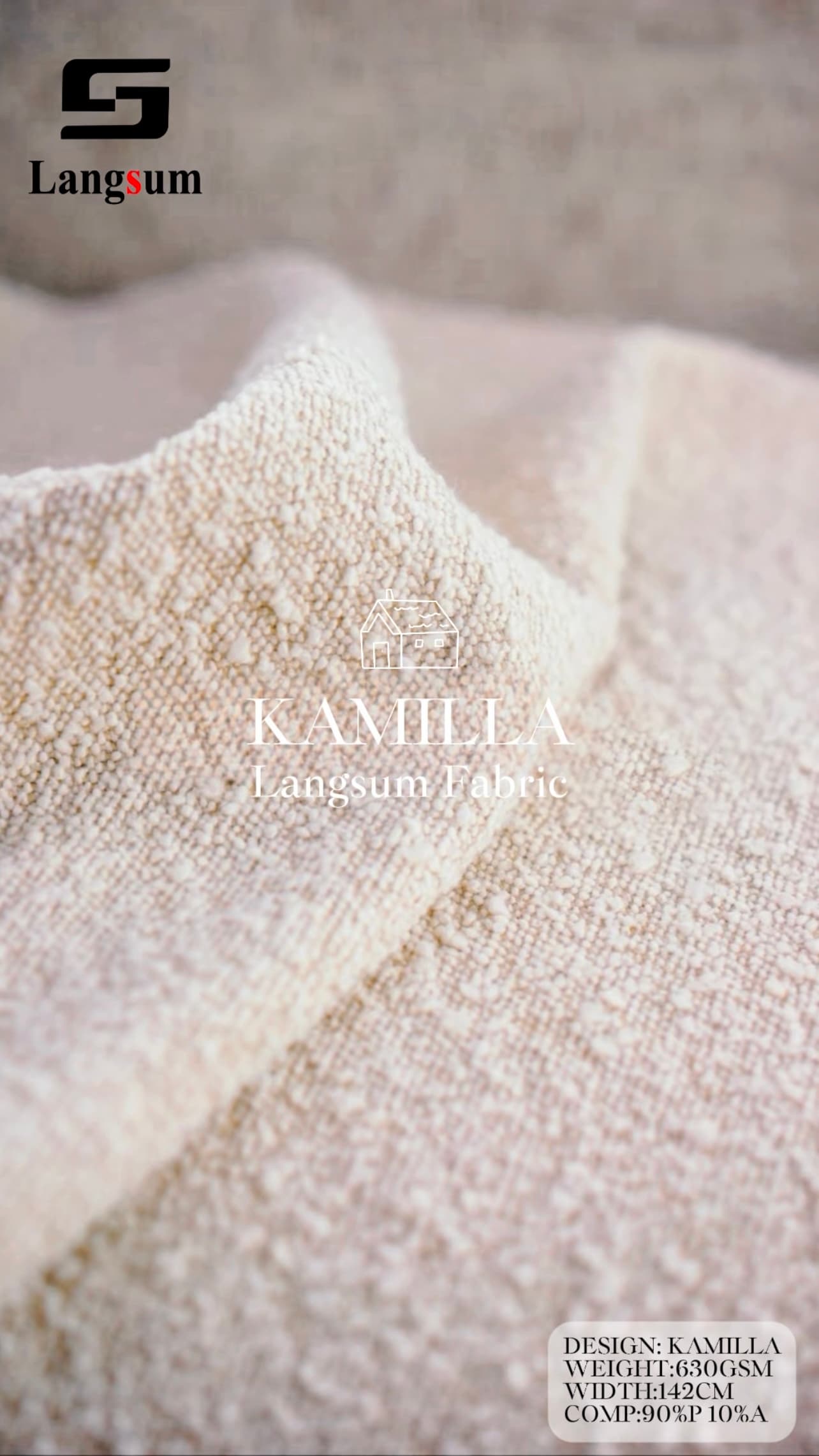 KAMILLA Boucle Fabric Polyester Upholstery Fabric – 630gsm, 56" Wide, 20 Colors Langsum Fabric