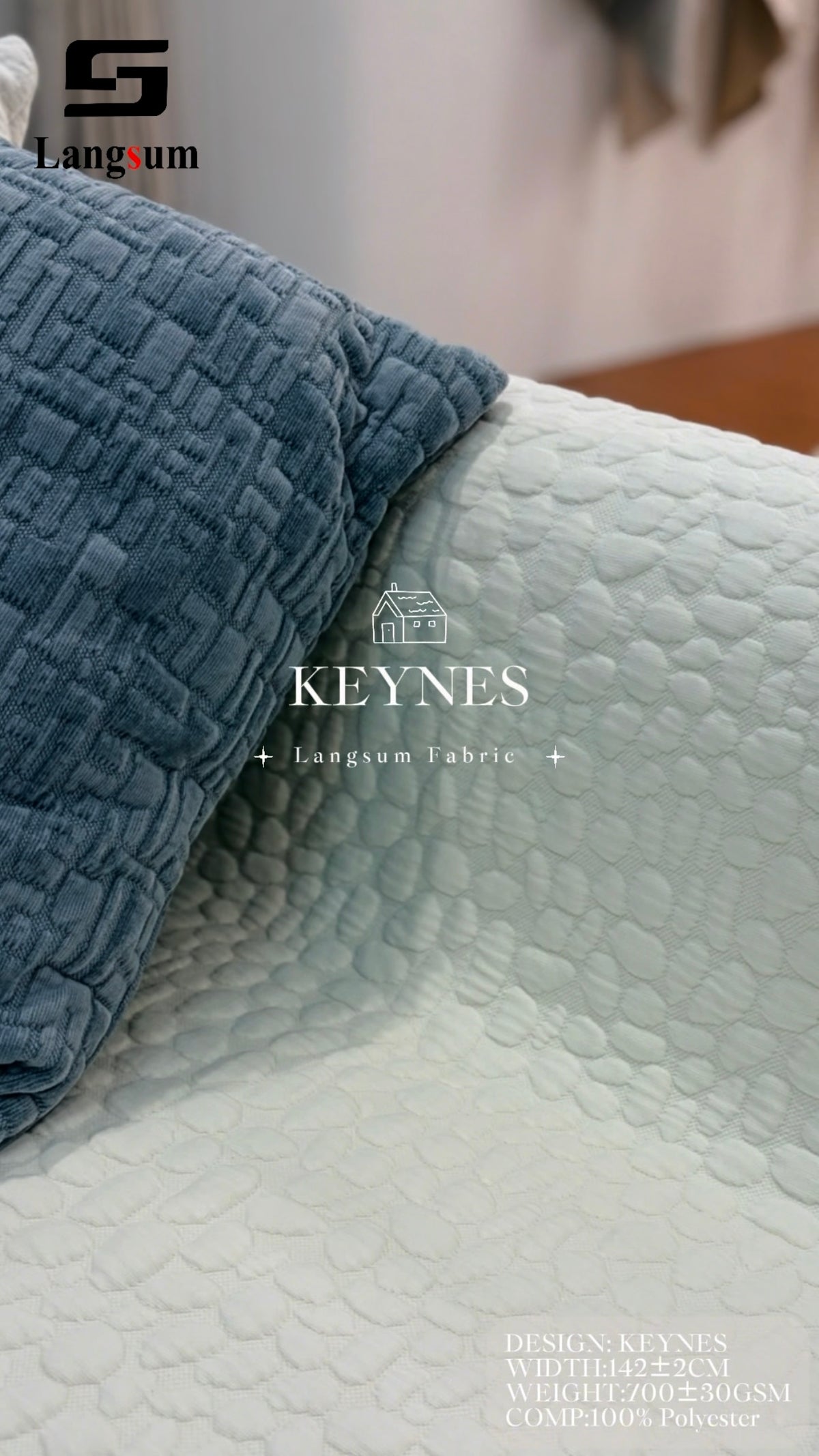 KEYNES Raised-Geometric Polyester Upholstery Fabric – 700±30gsm, 56" Wide Langsum Fabric