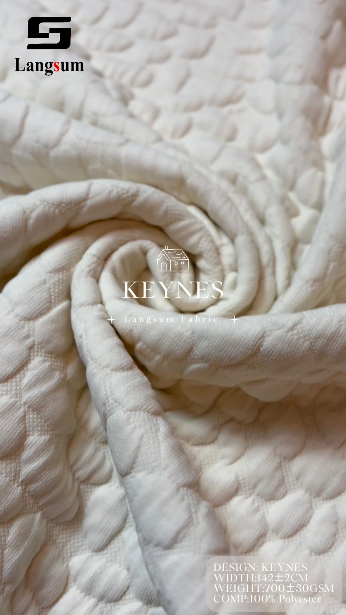 KEYNES Raised-Geometric Polyester Upholstery Fabric – 700±30gsm, 56" Wide Langsum Fabric