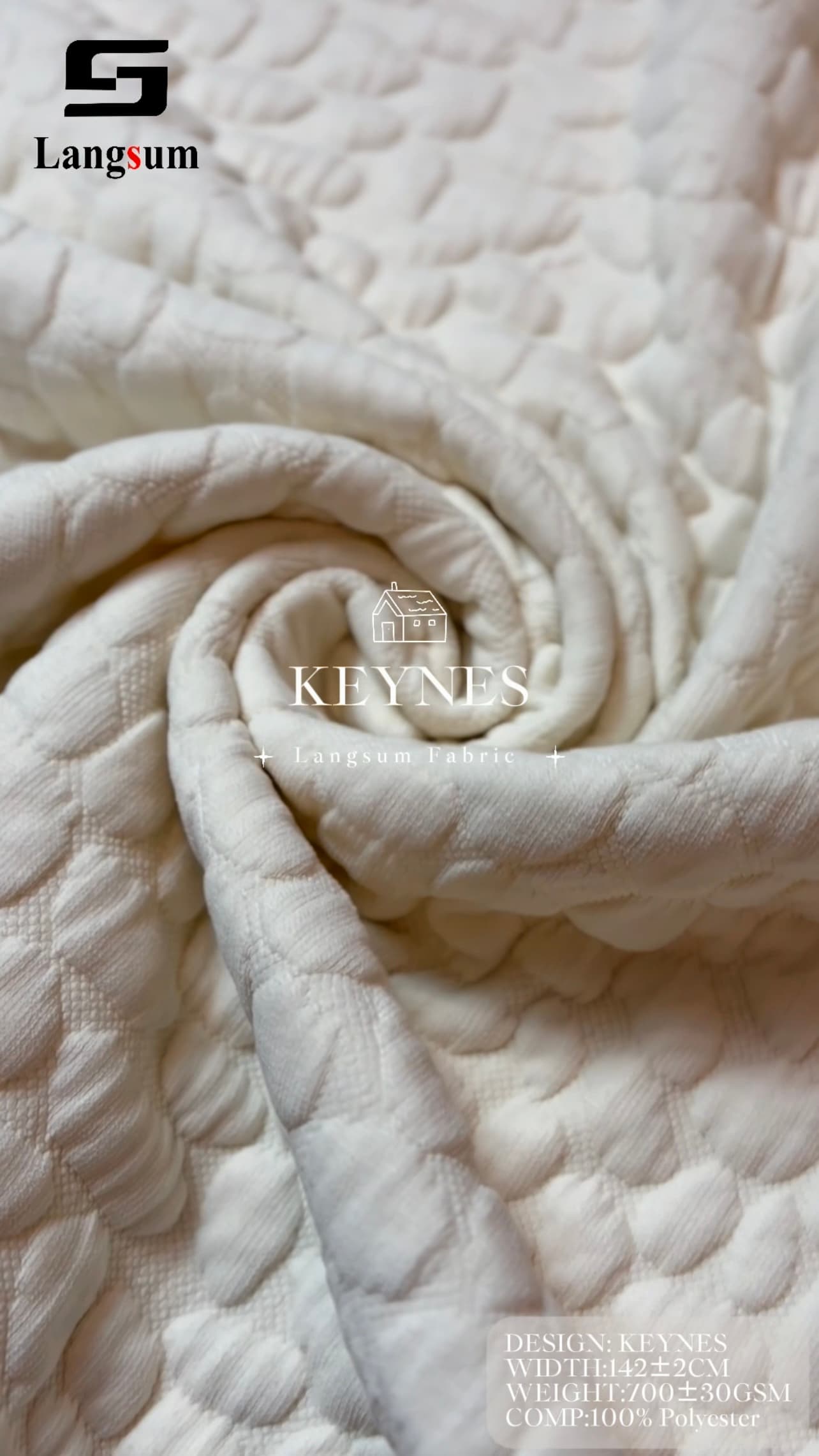 KEYNES Circle knitted Jaquard Textured Polyester Upholstery Fabric – 700GSM, 56" Wide, 8 Colors Langsum Fabric